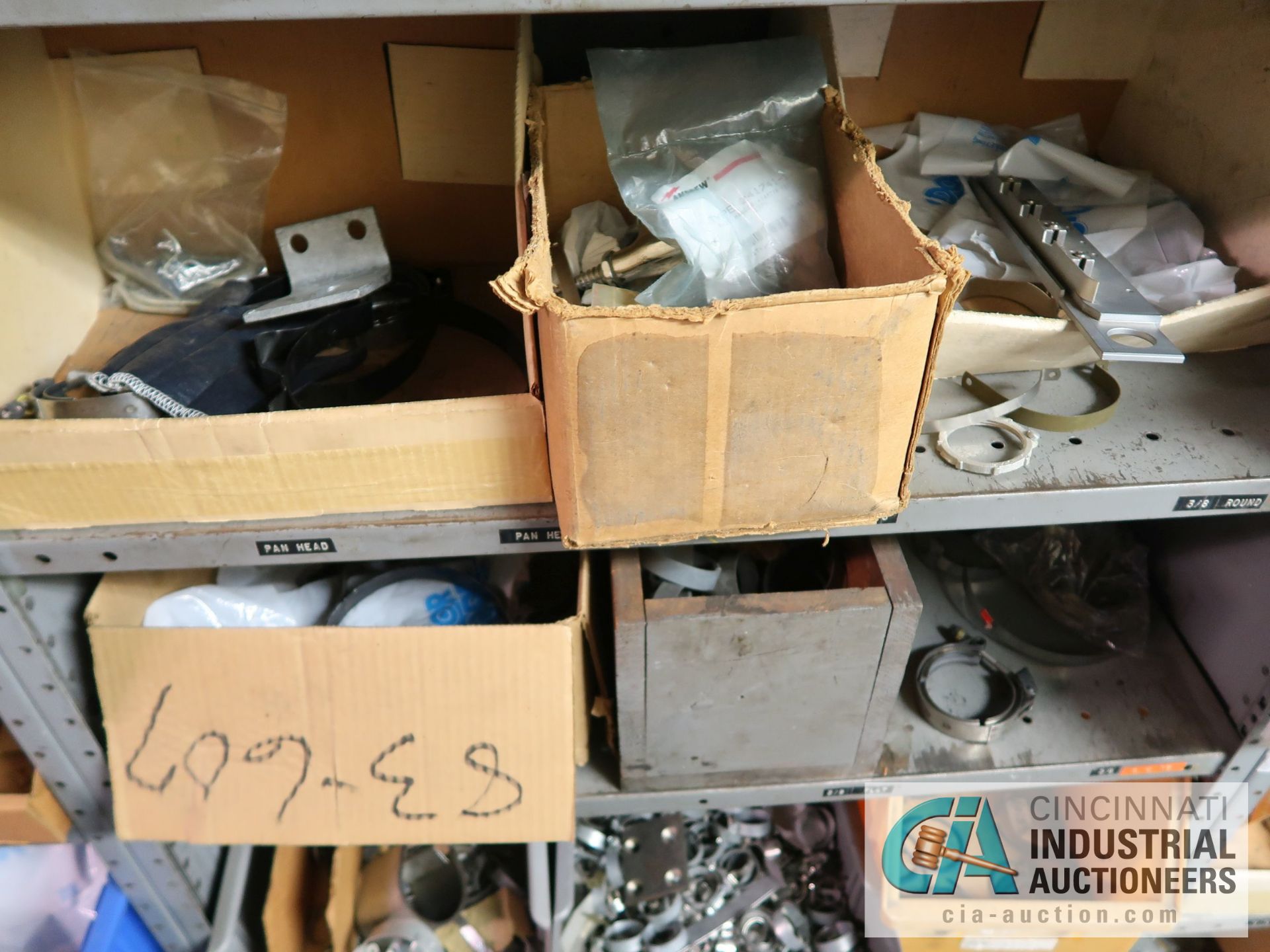 CONTENTS OF (7) SHELVES INCLUDING MISCELLANEOUS BRACKETS, CLAMPS, HINGES **NO SHELVES** - Image 14 of 19