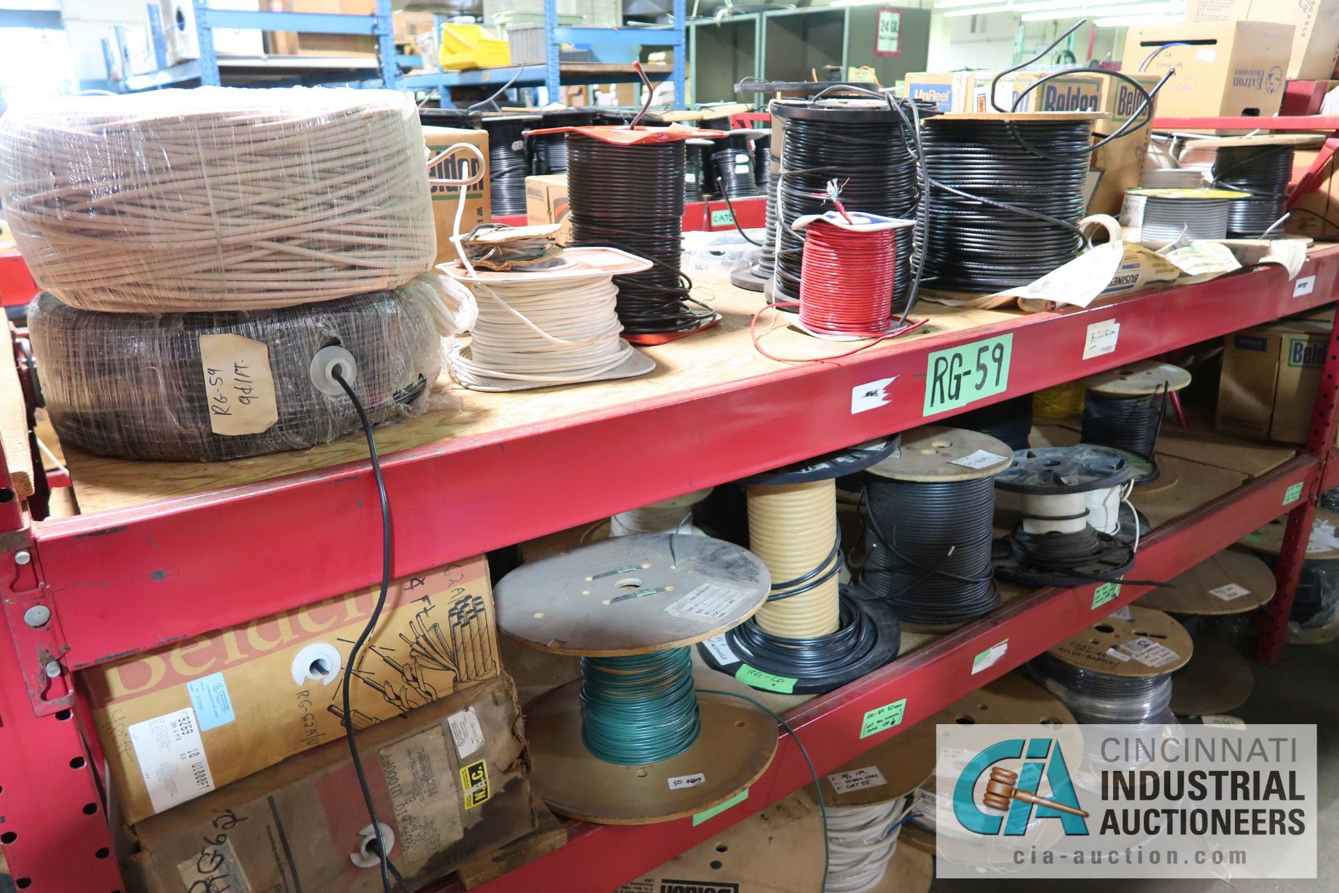 (LOT) LARGE QUANTITY OF COAX CABLE ON (3) SECTIONS RED RACK - MOSTLY BY BELDEN AND UNREEL - - Image 12 of 14