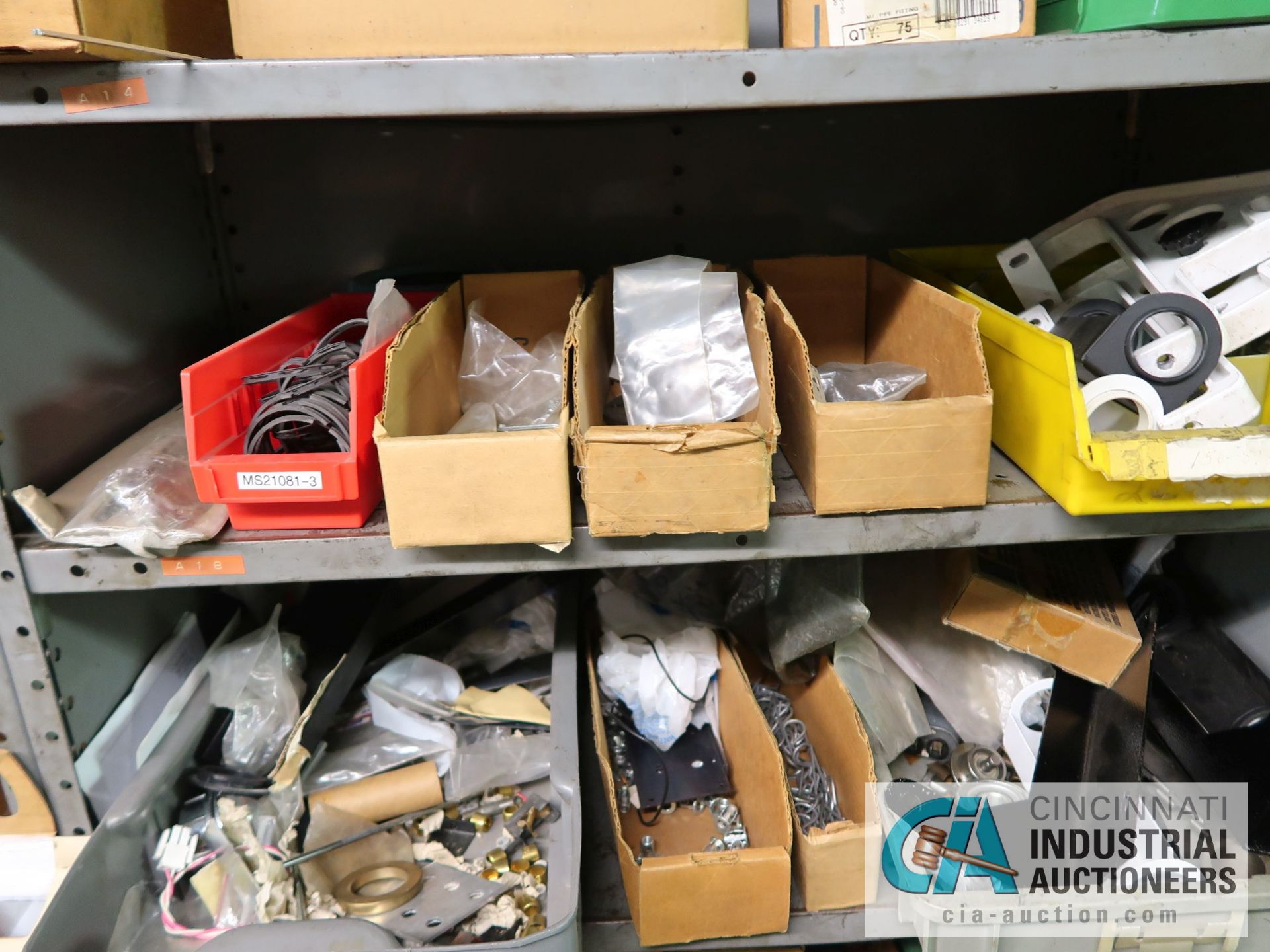 CONTENTS OF (7) SHELVES INCLUDING MISCELLANEOUS BRACKETS, CLAMPS, HINGES **NO SHELVES** - Image 9 of 19