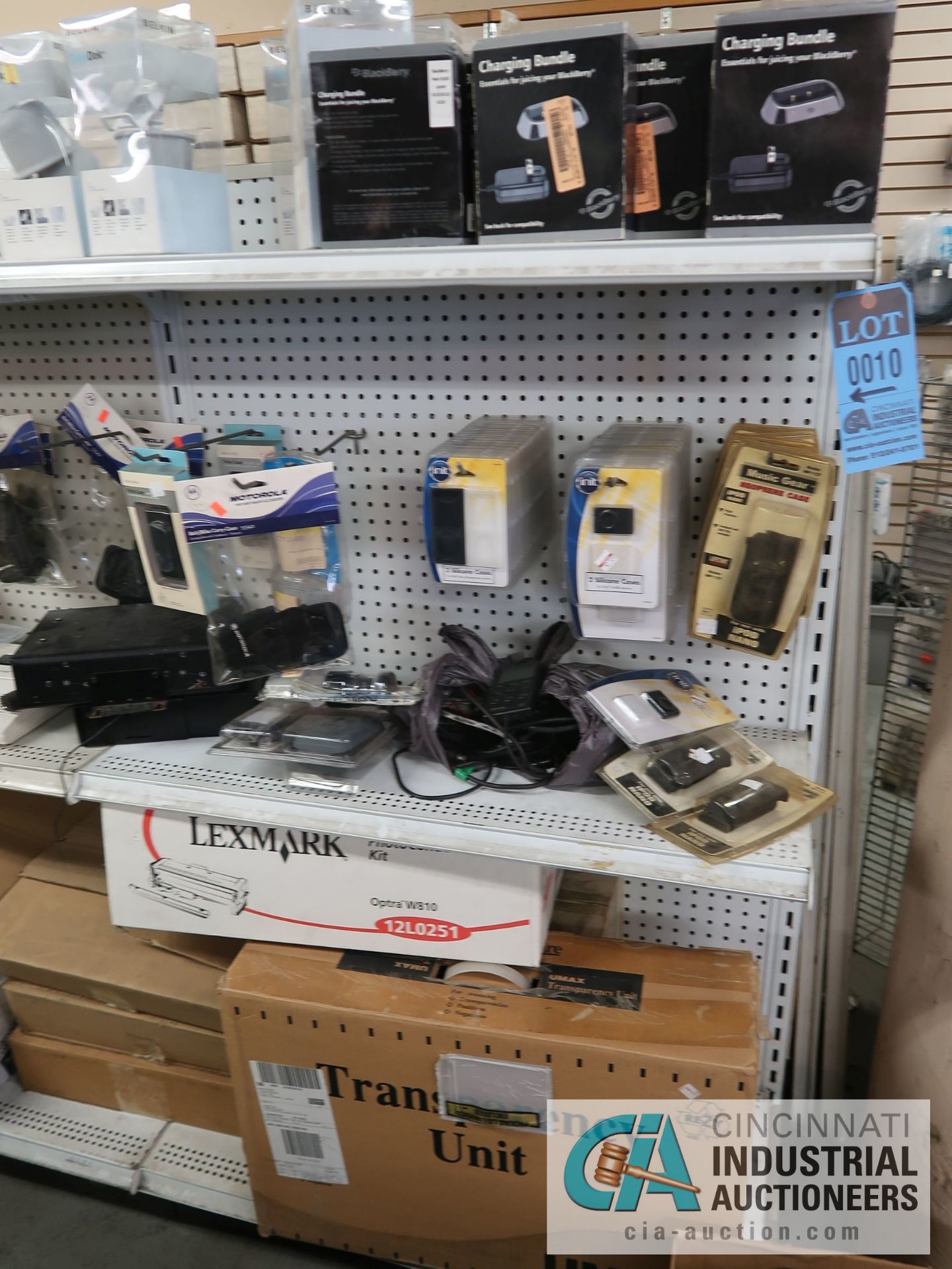 (LOT) CONTENTS OF DISPLAY RACKS INCLUDING TONERS, CELL PHONE HOLDERS AND CASES, PRINTER CABLES, - Image 2 of 7