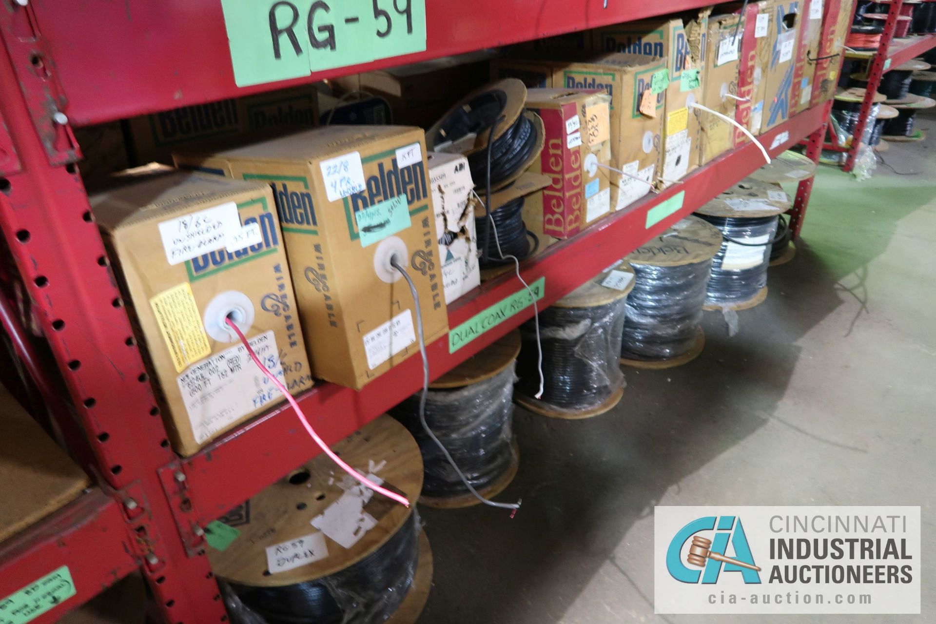 (LOT) LARGE QUANTITY OF COAX CABLE ON (3) SECTIONS RED RACK - MOSTLY BY BELDEN AND UNREEL - - Image 13 of 14