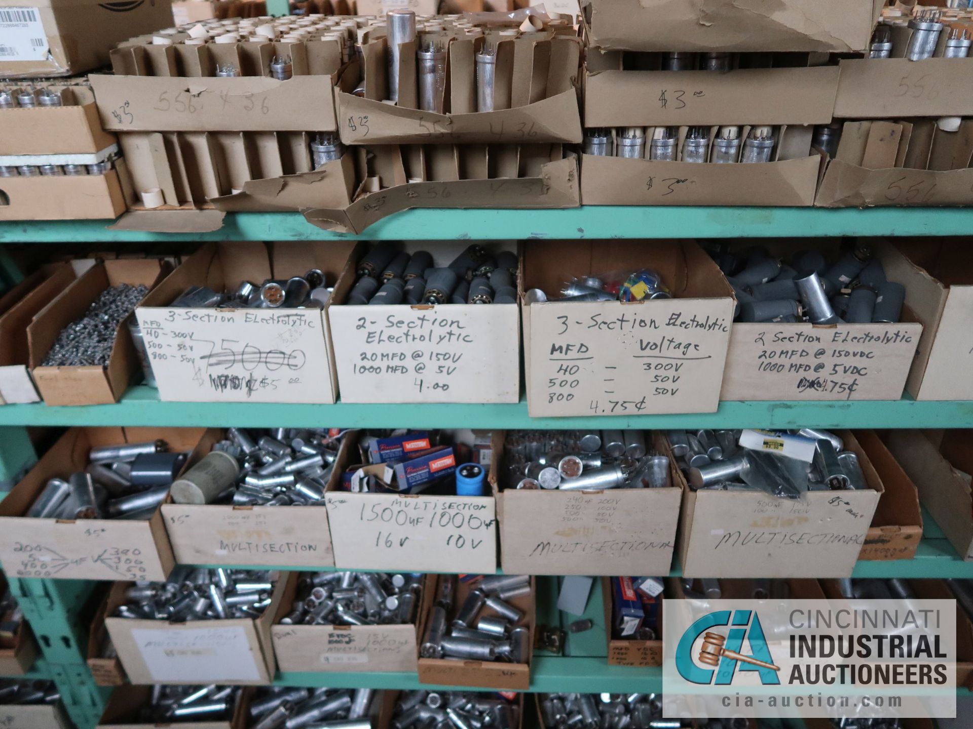 CONTENTS OF (5) RACKS INCLUDING MISCELLANEOUS CAPACITORS **NO RACKS** - Image 12 of 26