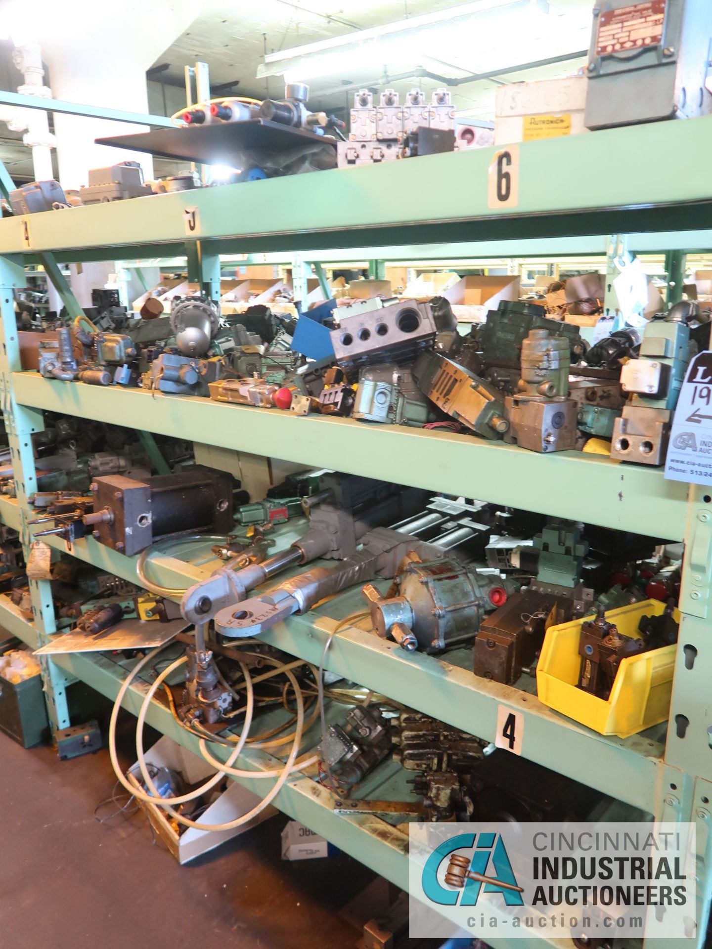 CONTENTS OF (6) RACKS INCLUDING MISCELLANEOUS PNEUMATIC CYLINDERS AND CONTROL VALVES **NO RACKS** - Image 11 of 39