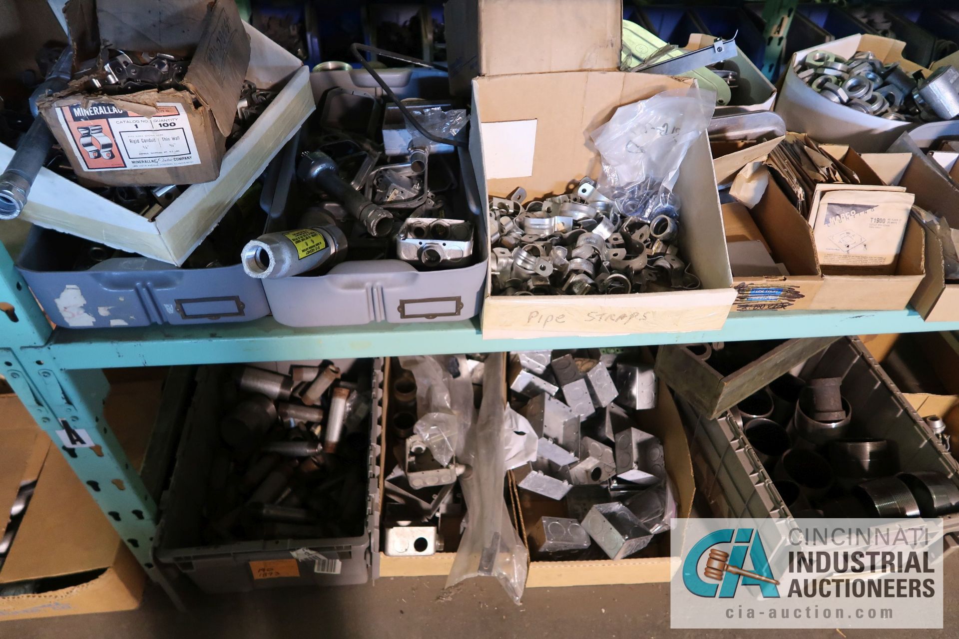 (LOT) CONTENTS OF (5) SECTIONS GREEN RACK AND STEEL TOTES - ALL ELECTRICAL CONTRACTORS ITEMS - - Image 10 of 47