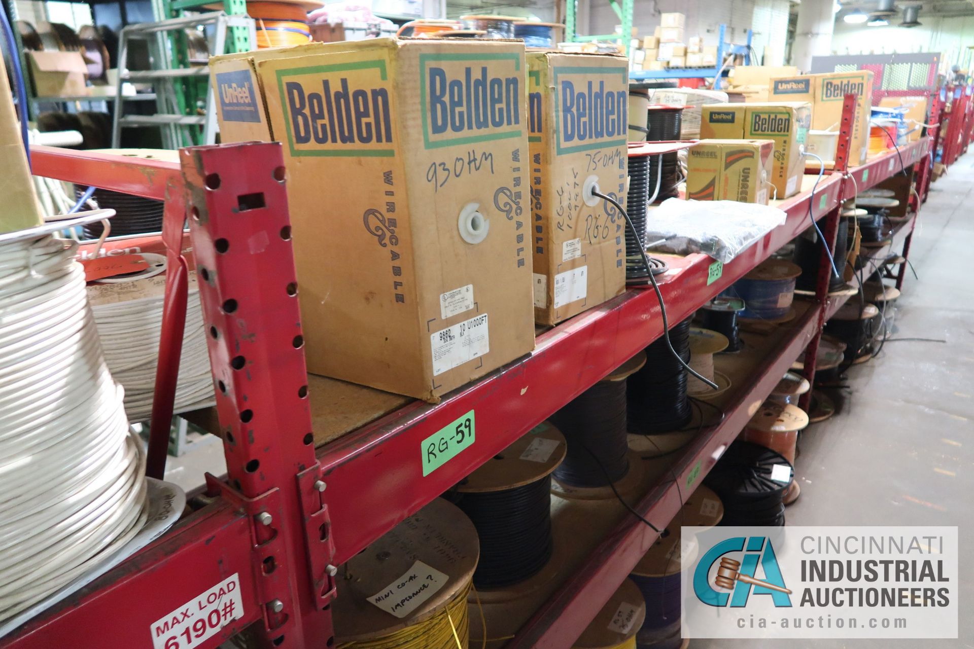 (LOT) LARGE QUANTITY OF COAX CABLE ON (3) SECTIONS RED RACK - MOSTLY BY BELDEN AND UNREEL - - Image 6 of 14