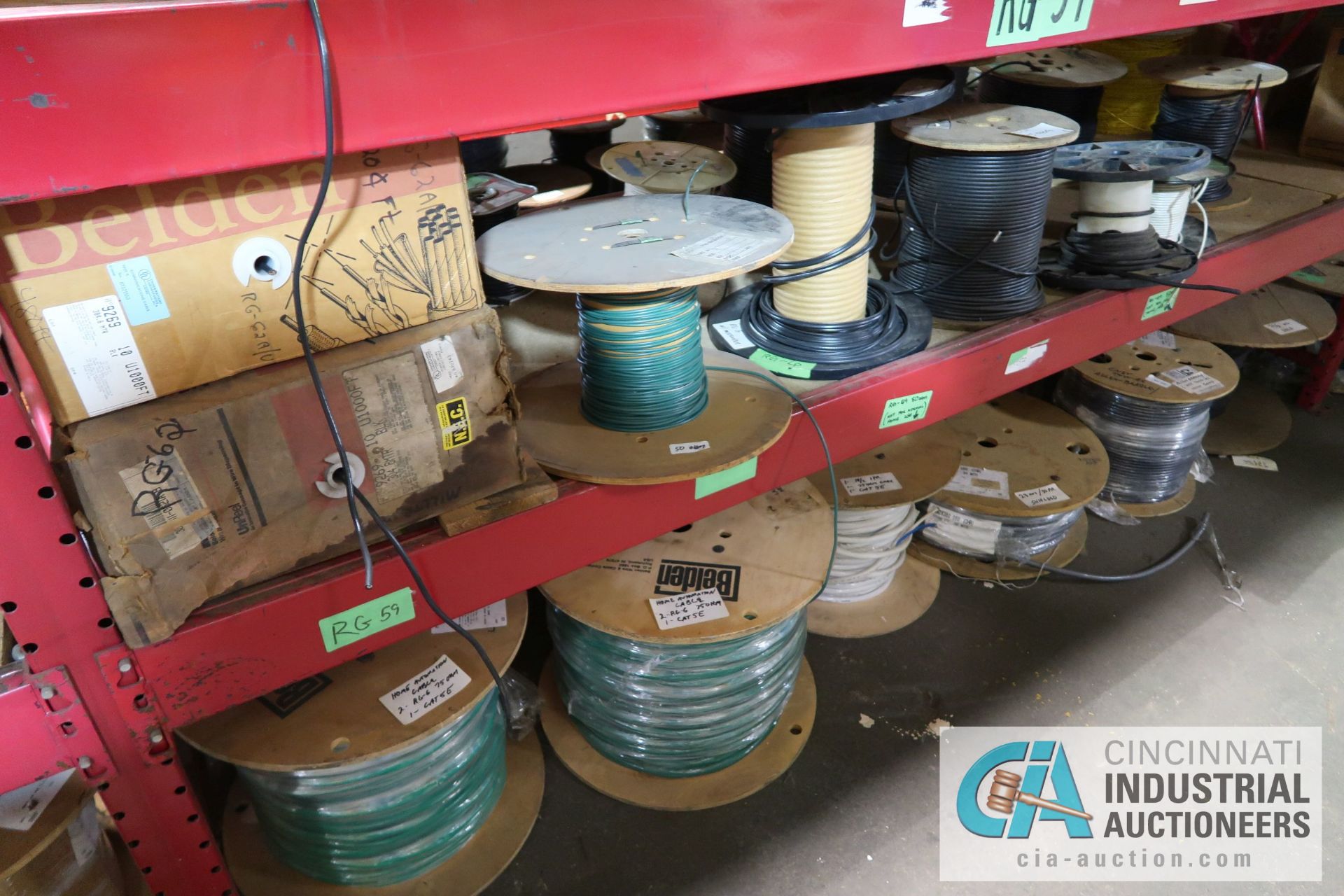 (LOT) LARGE QUANTITY OF COAX CABLE ON (3) SECTIONS RED RACK - MOSTLY BY BELDEN AND UNREEL - - Image 11 of 14