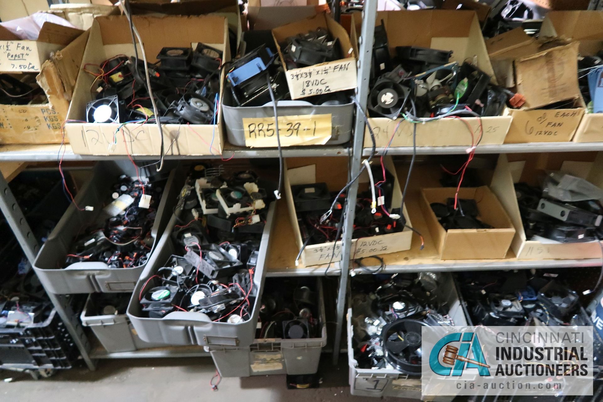 (LOT) LARGE QUANTITY OF COMPUTER FANS OF ALL SIZES ON (7) SECTIONS SHELVING - Image 15 of 16