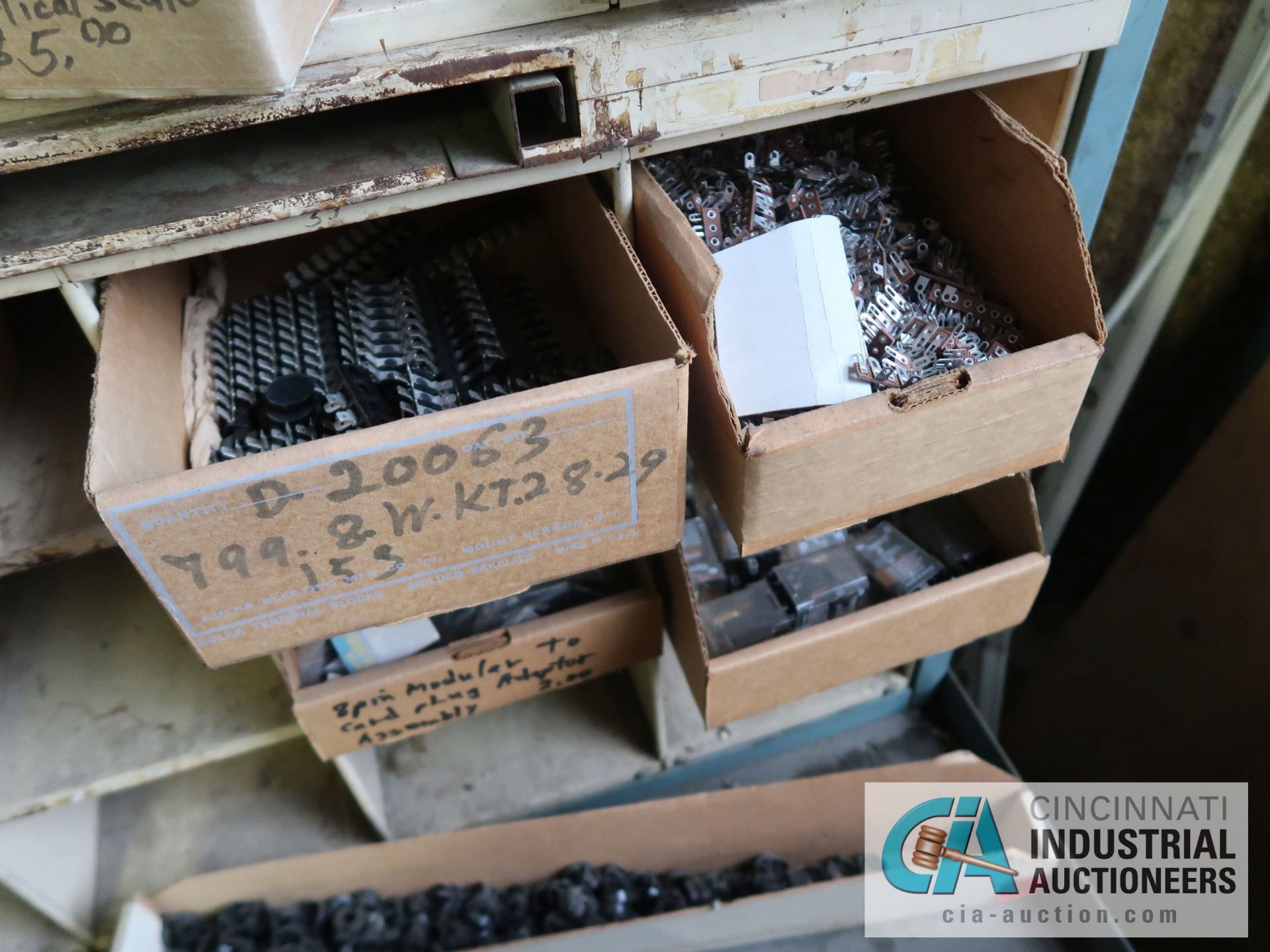 CONTENTS (8) PIGEON HOLE RACKS INCLUDING TUBES, INSULATORS, CONNECTORS, ELECTRONIC HARDWARE, - Image 7 of 51