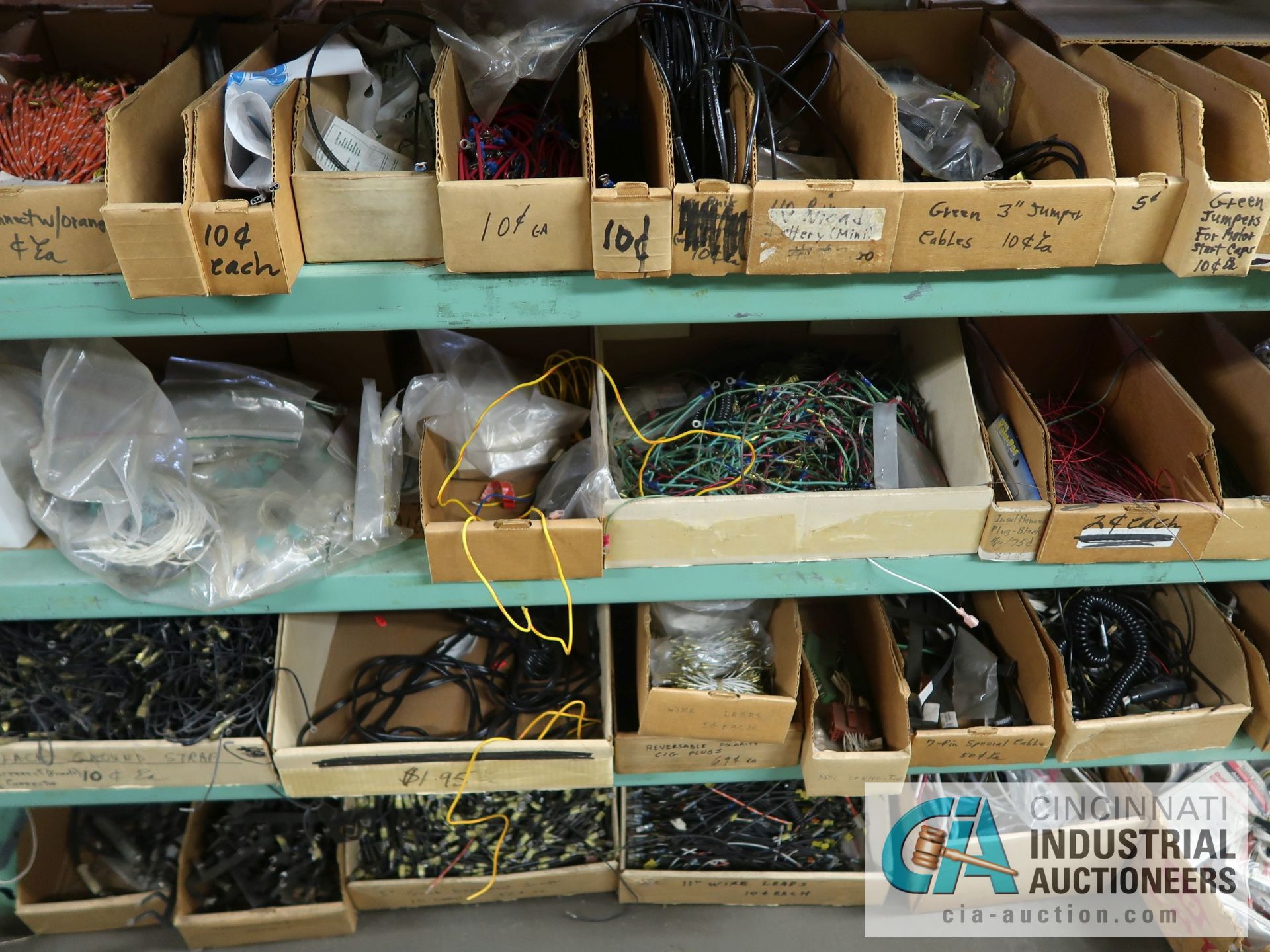 CONTENTS OF (8) RACKS INCLUDING MISCELLANEOUS TEST PROBES, PLUGS, SPEAKER TERMINALS, TEST LEADS, - Image 33 of 35