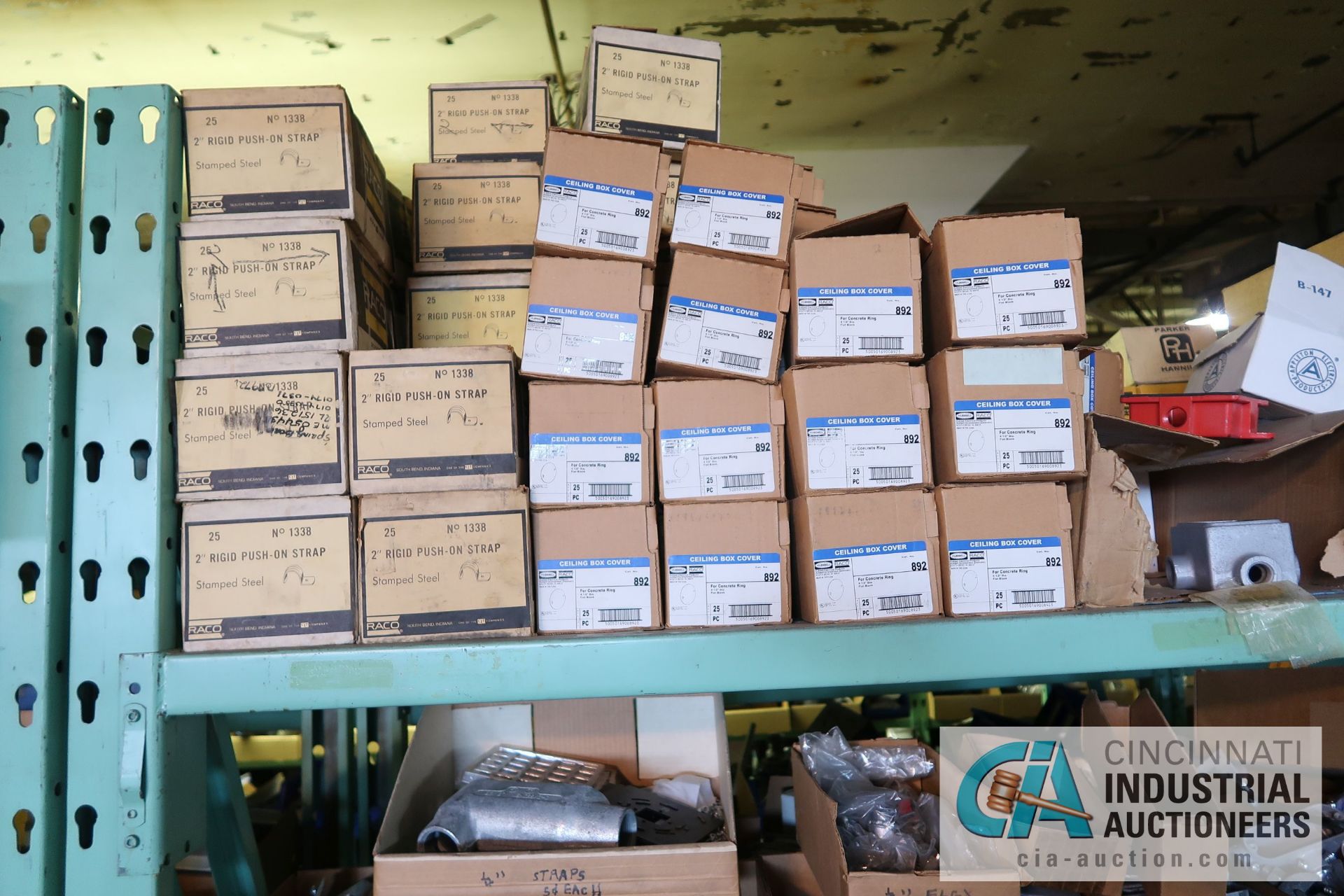 (LOT) CONTENTS OF (5) SECTIONS GREEN RACK AND STEEL TOTES - ALL ELECTRICAL CONTRACTORS ITEMS - - Image 26 of 47