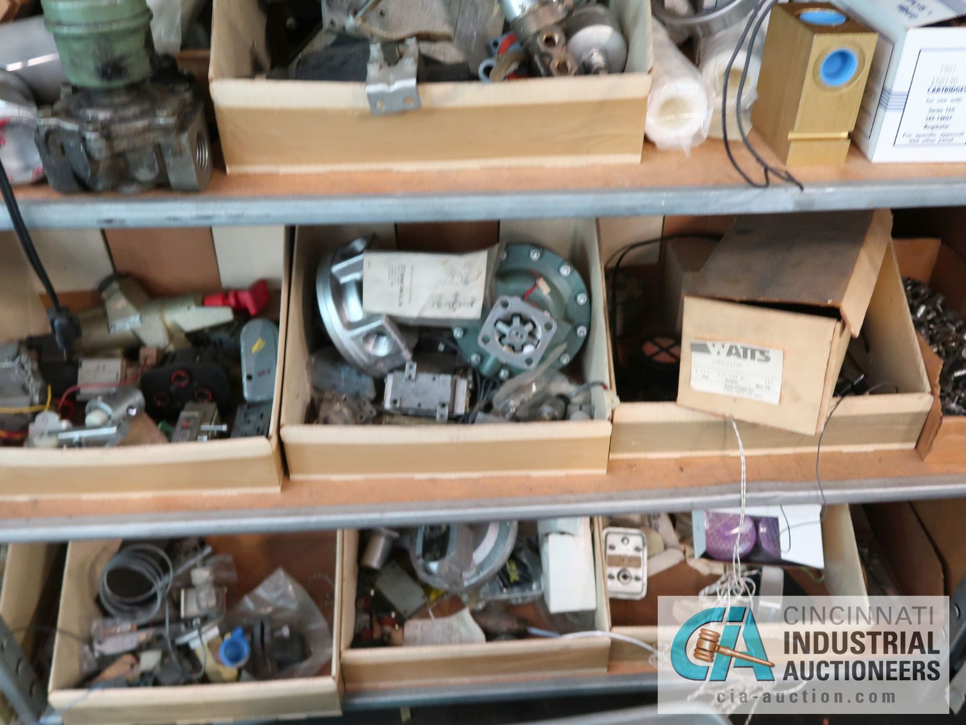 CONTENTS OF (16) SHELVES INCLUDING MISCELLANEOUS VALVES, THERMOSTATS, ANALYZERS, ELECTRICAL, CONTROL - Image 43 of 47