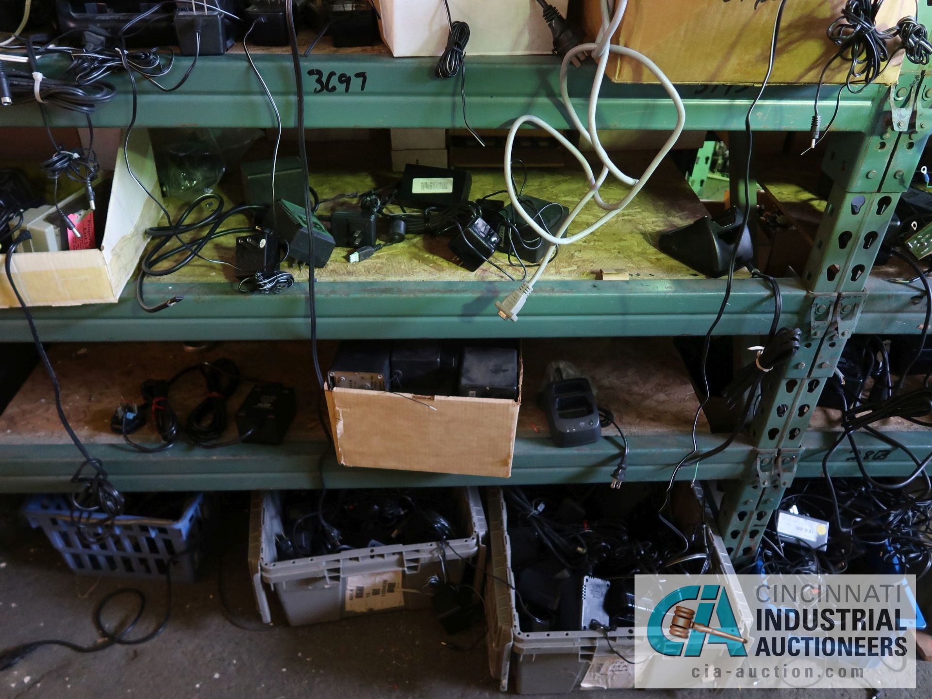 CONTENTS OF (5) RACKS INCLUDING MISCELLANEOUS POWER CORDS, BATTERY CHARGERS **NO RACKS** - Image 7 of 21