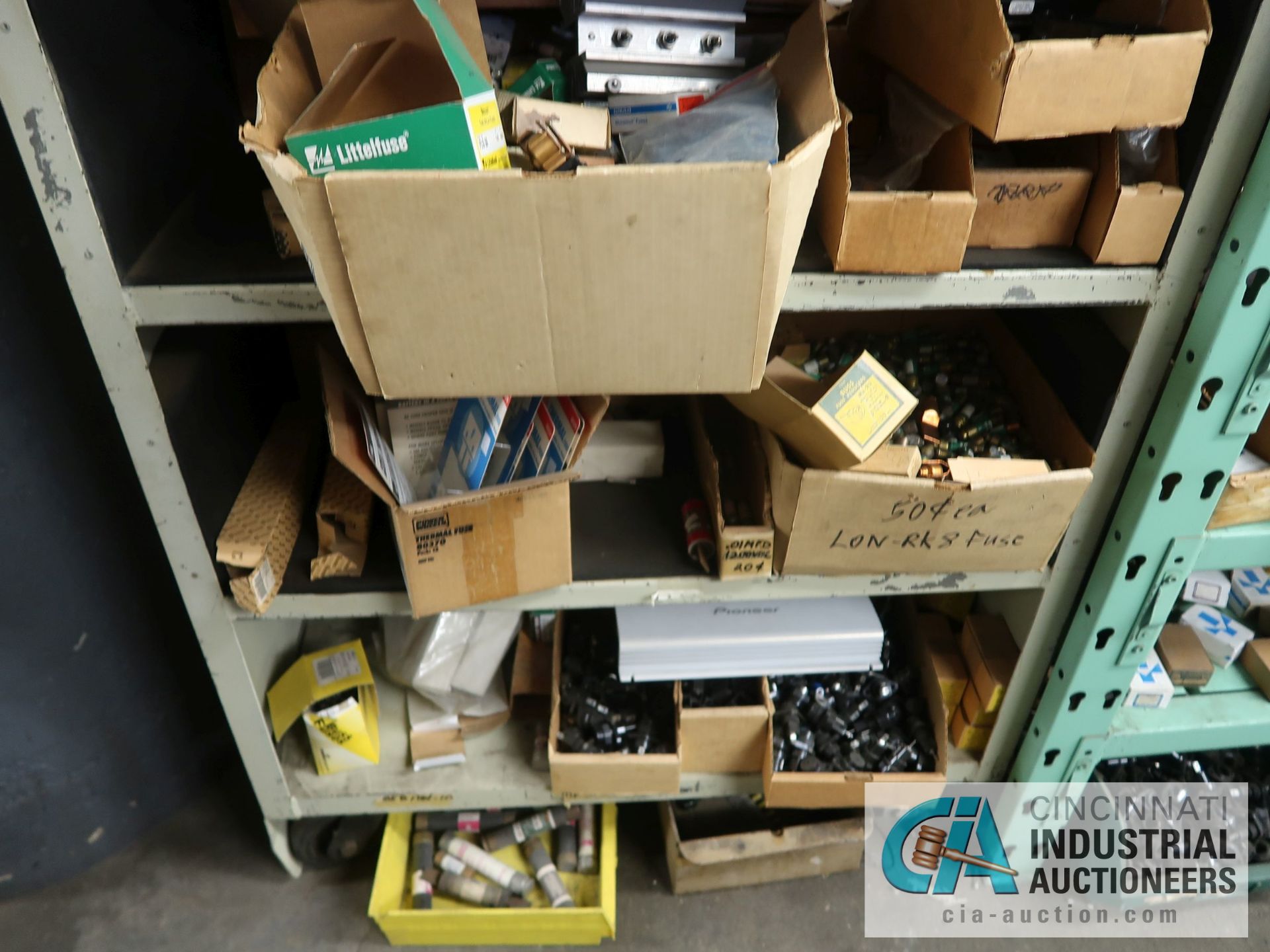 CONTENTS OF (4) RACKS INCLUDING MISCELLANEOUS FUSES, FUSE HOLDERS, HEAT SINKS **NO RACKS** - Image 10 of 24