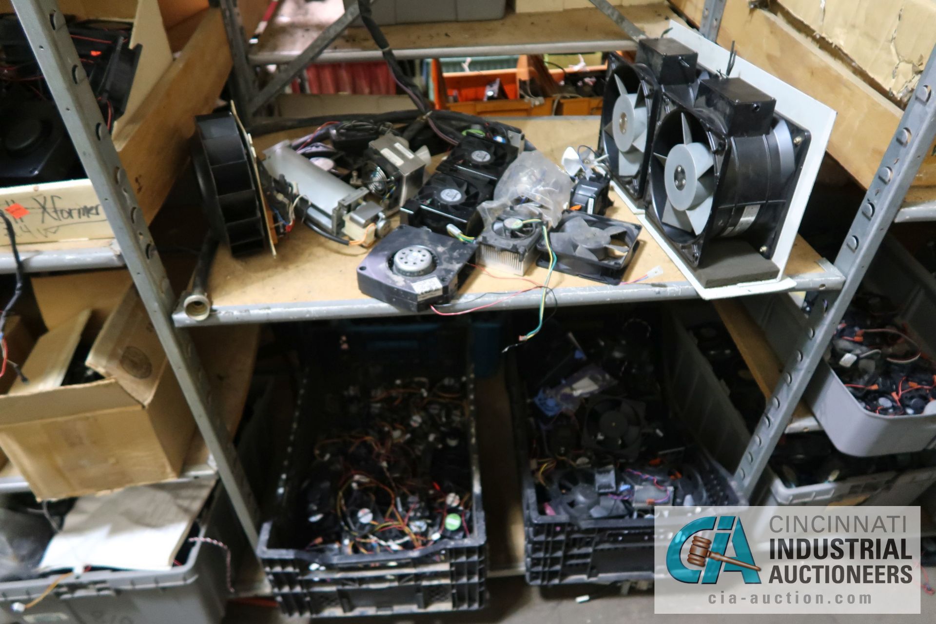 (LOT) LARGE QUANTITY OF COMPUTER FANS OF ALL SIZES ON (7) SECTIONS SHELVING - Image 14 of 16