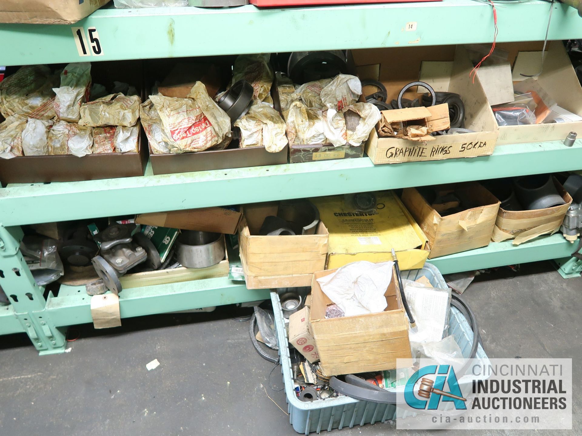 CONTENTS OF (6) RACKS INCLUDING MISCELLANEOUS PILLOW BLOCK BEARINGS, BEARINGS, SEALS, GASKETS, - Image 31 of 35