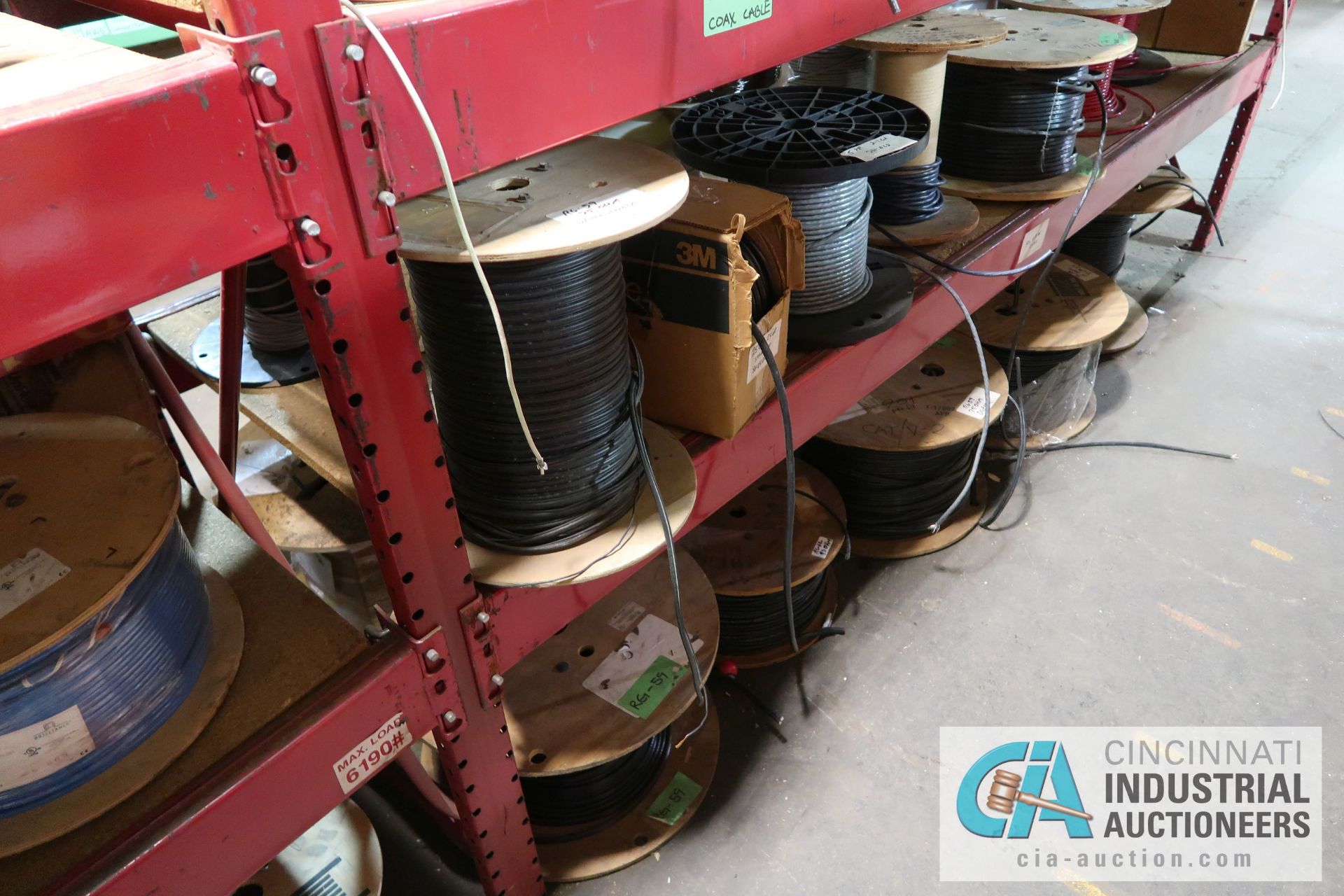 (LOT) LARGE QUANTITY OF COAX CABLE ON (3) SECTIONS RED RACK - MOSTLY BY BELDEN AND UNREEL - - Image 7 of 14