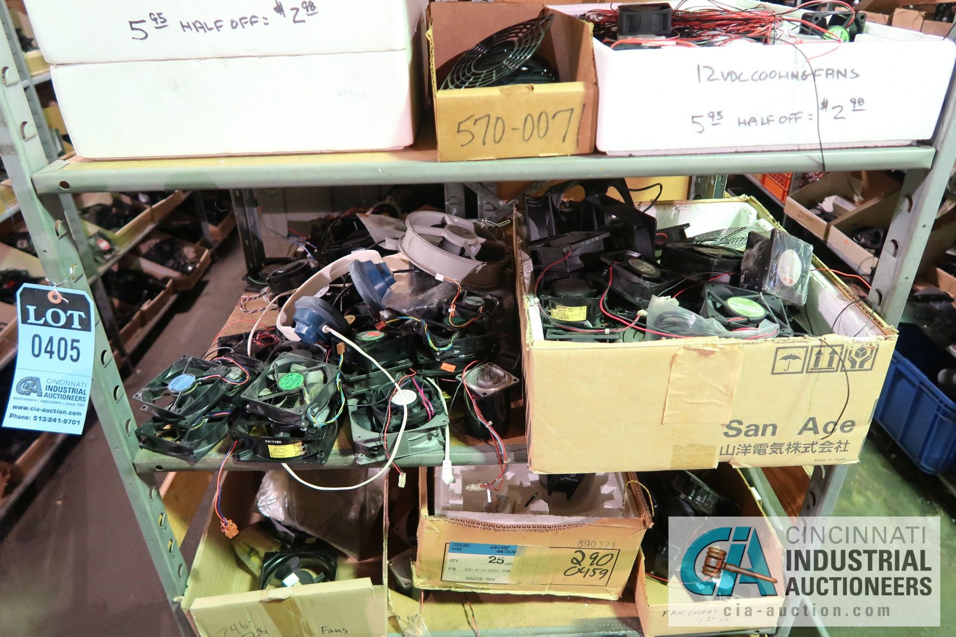 (LOT) LARGE QUANTITY OF COMPUTER FANS OF ALL SIZES ON (7) SECTIONS SHELVING - Image 5 of 26