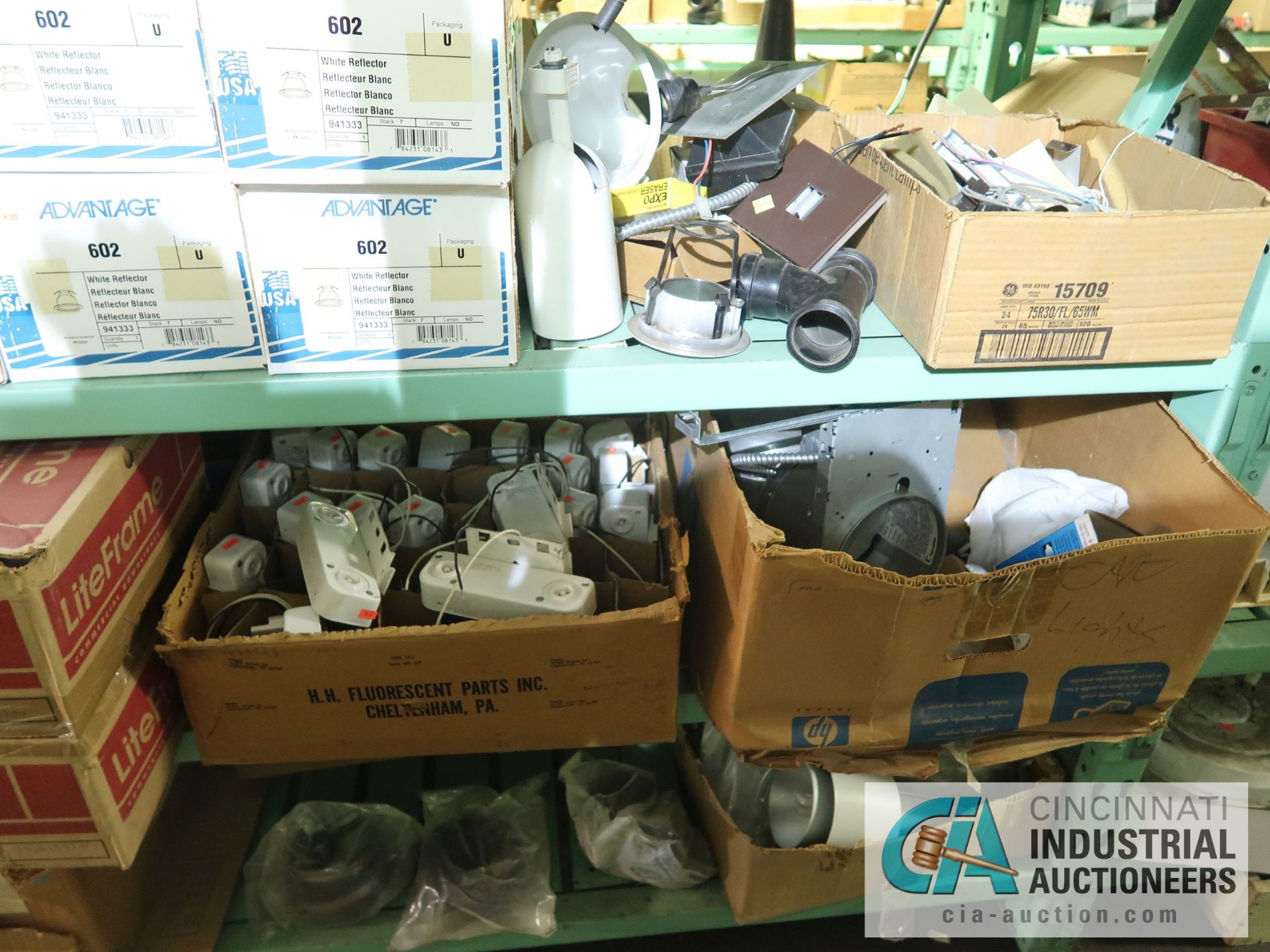 CONTENTS OF (5) RACKS INCLUDING MISCELLANEOUS LIGHTING, LAMP PARTS, VALVES **NO RACKS** - Image 7 of 25