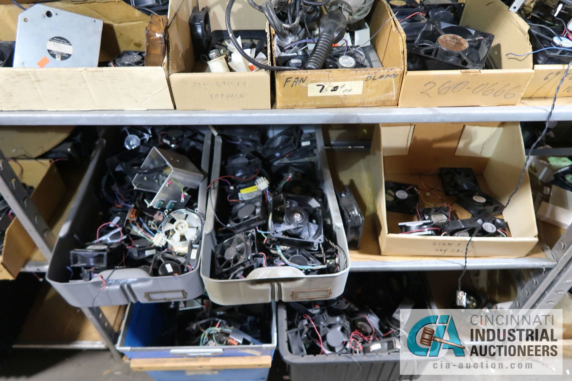 (LOT) LARGE QUANTITY OF COMPUTER FANS OF ALL SIZES ON (7) SECTIONS SHELVING - Image 6 of 27