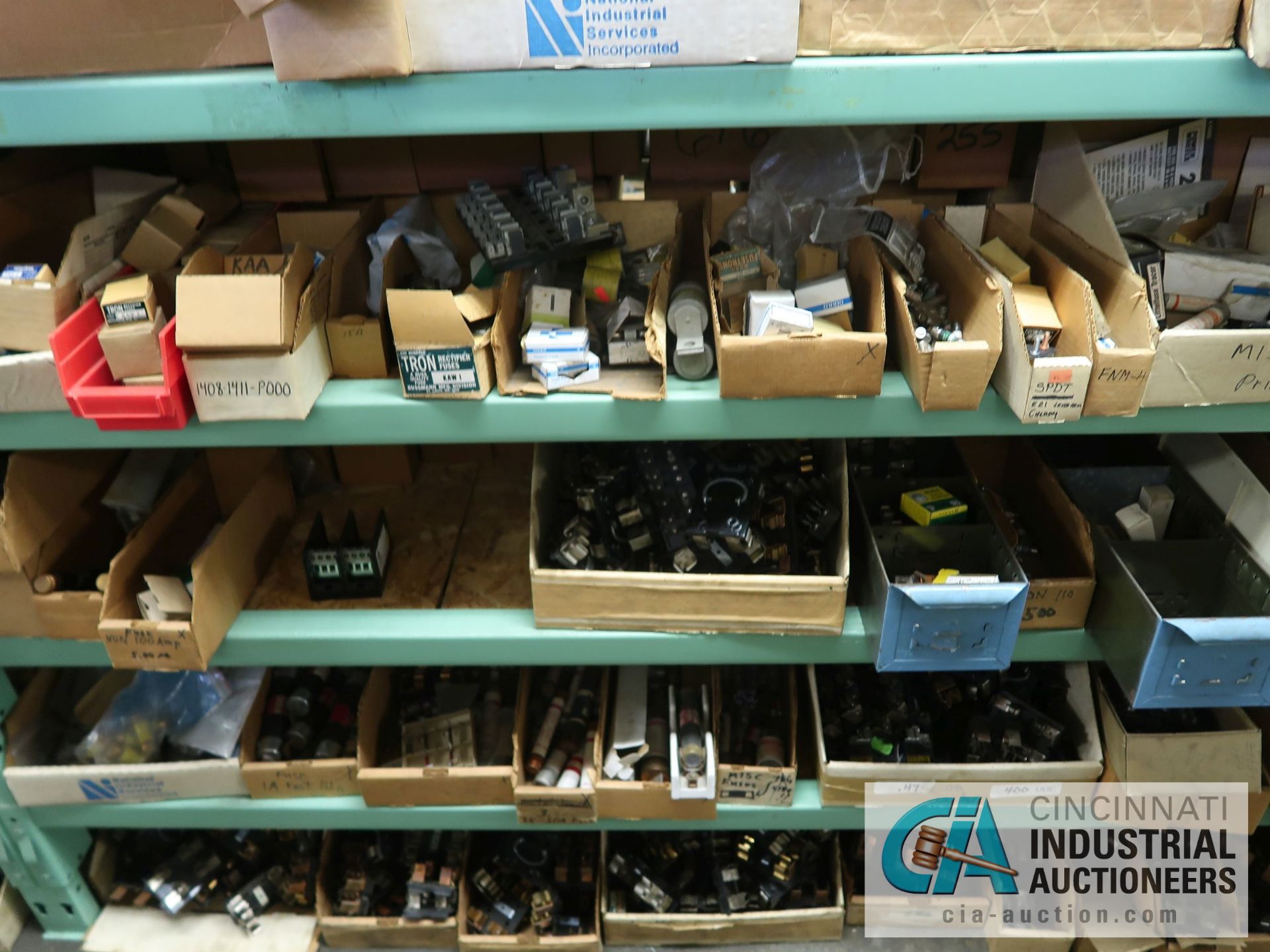 CONTENTS OF (4) RACKS INCLUDING MISCELLANEOUS FUSES, FUSE HOLDERS, HEAT SINKS **NO RACKS** - Image 6 of 24
