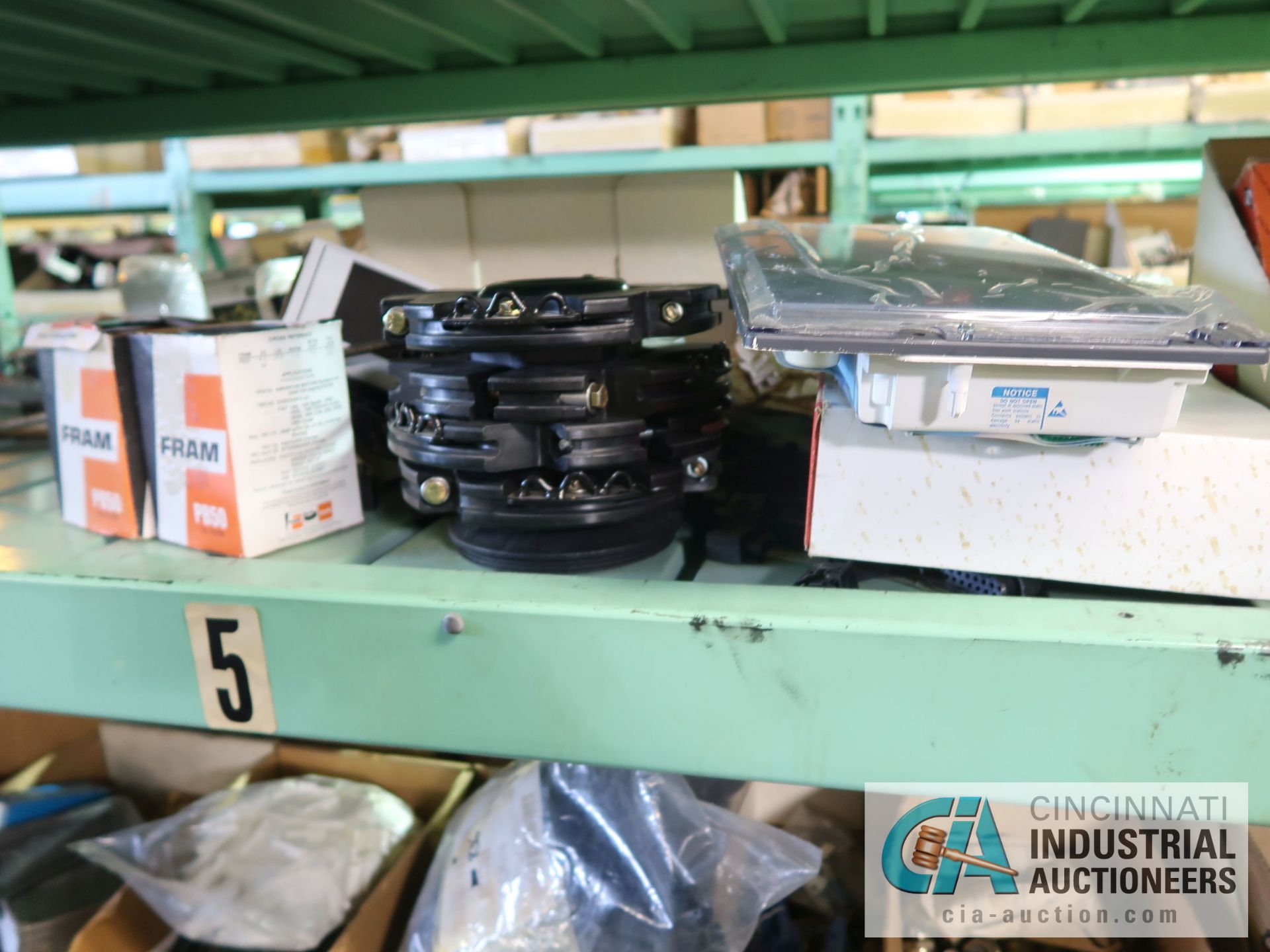 CONTENTS OF (5) RACKS INCLUDING MISCELLANEOUS AUTOMOTIVE PARTS, LIGHTS, FILTERS, ENGINE PARTS, RIMS, - Image 22 of 29