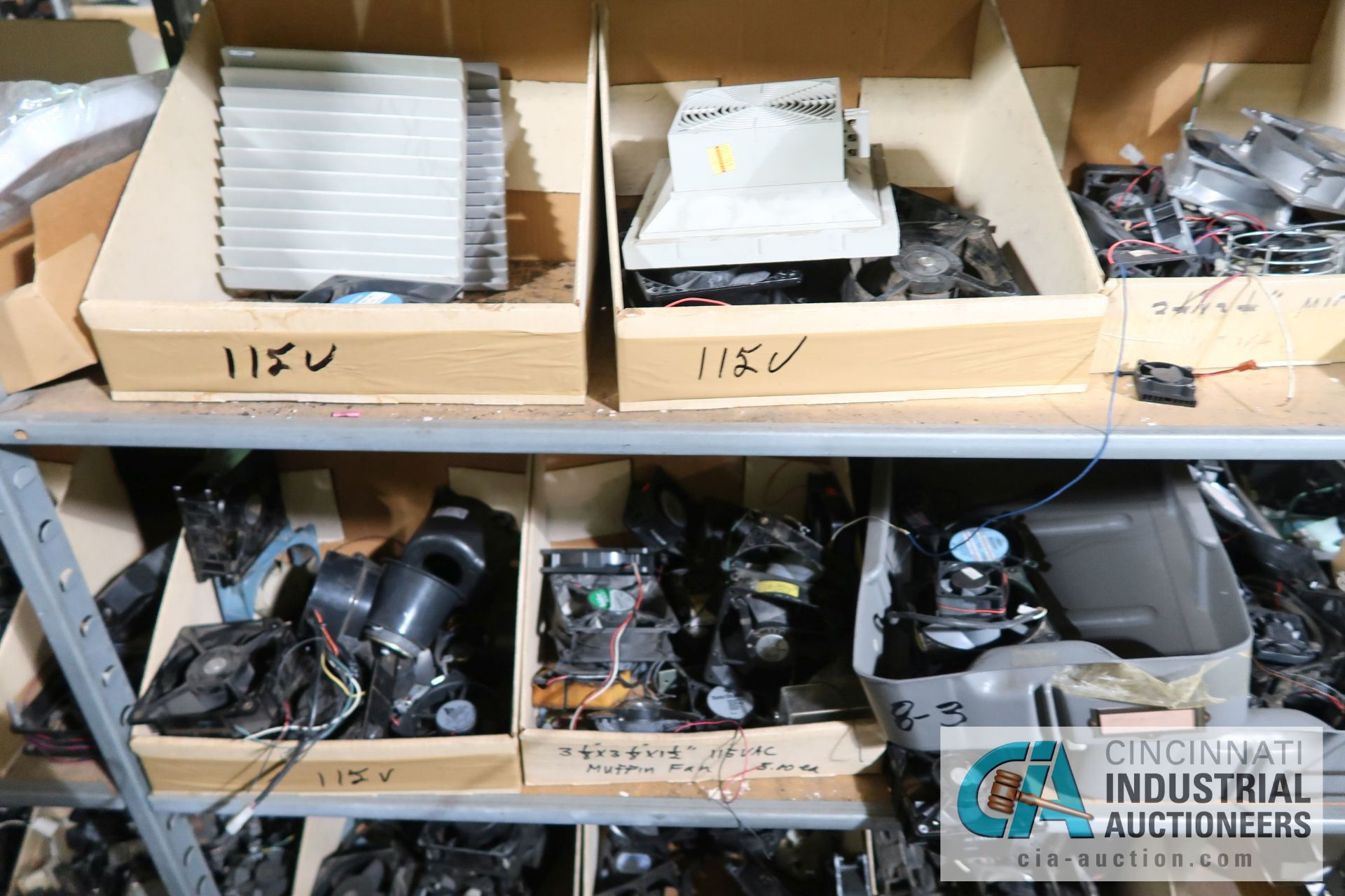 (LOT) LARGE QUANTITY OF COMPUTER FANS OF ALL SIZES ON (7) SECTIONS SHELVING - Image 7 of 21