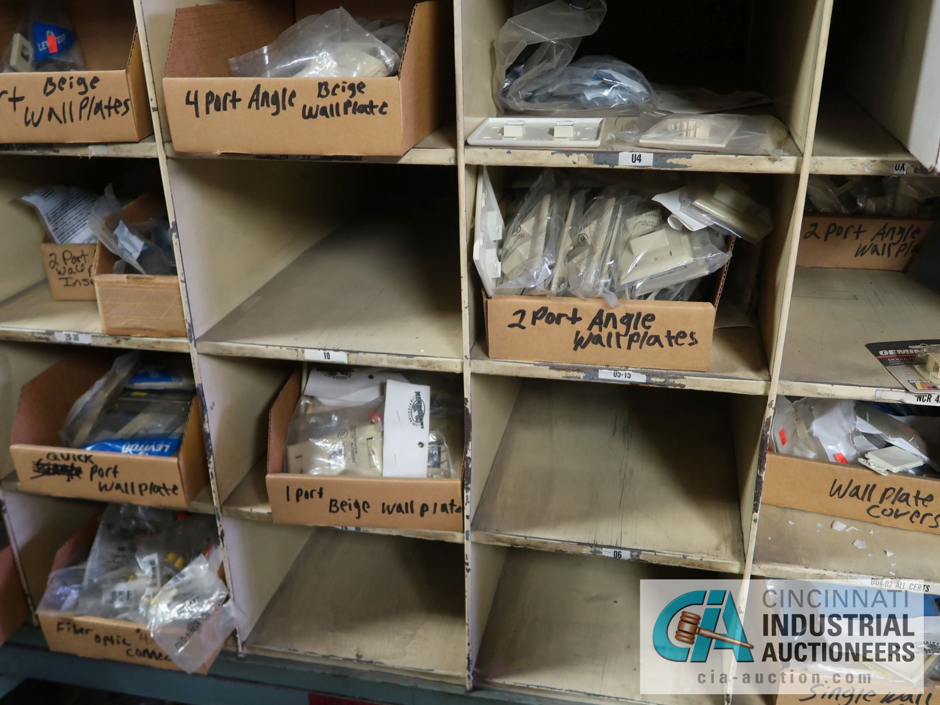 CONTENTS (8) PIGEON HOLE RACKS INCLUDING TUBES, INSULATORS, CONNECTORS, ELECTRONIC HARDWARE, - Image 43 of 51