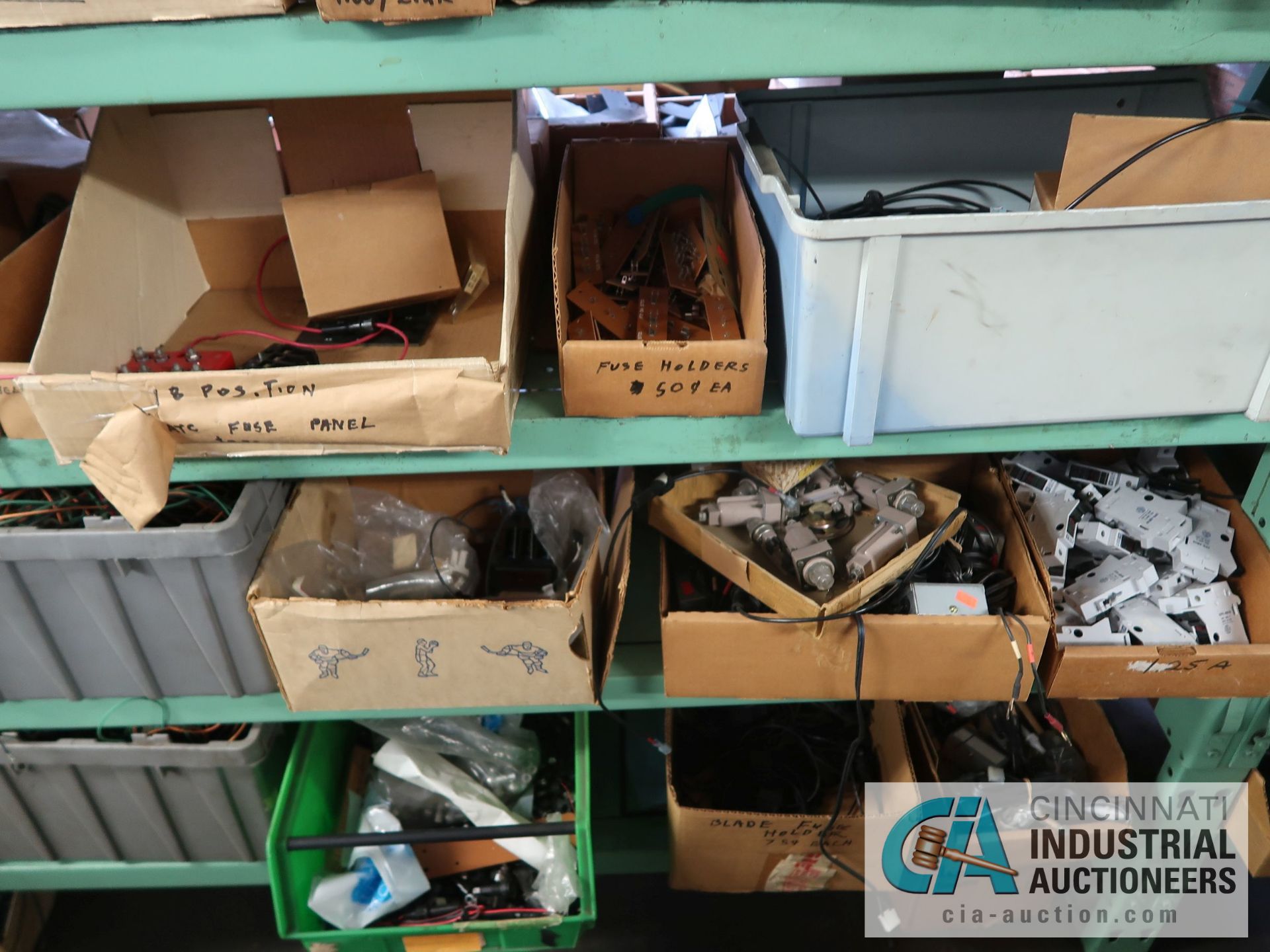 CONTENTS OF (5) RACKS INCLUDING MISCELLANEOUS CONNECTORS, COPPER SHEETS, CIRCUIT BOARDS, CASH - Image 16 of 26