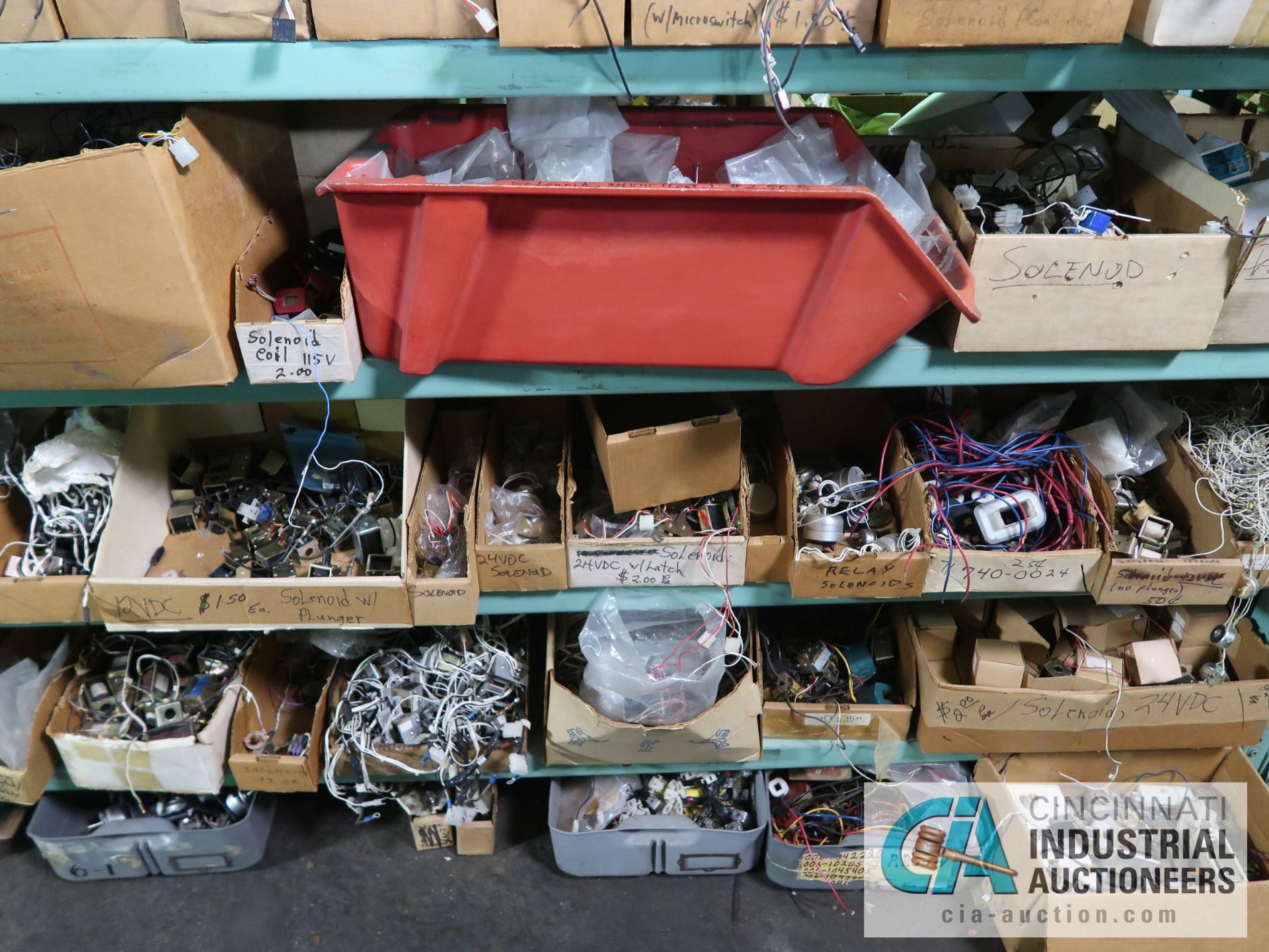 CONTENTS OF (5) RACKS INCLUDING MISCELLANEOUS BULBS, RELAYS, RELAY SOCKETS, SOLENOIDS, LAMP SOCKETS, - Image 12 of 26