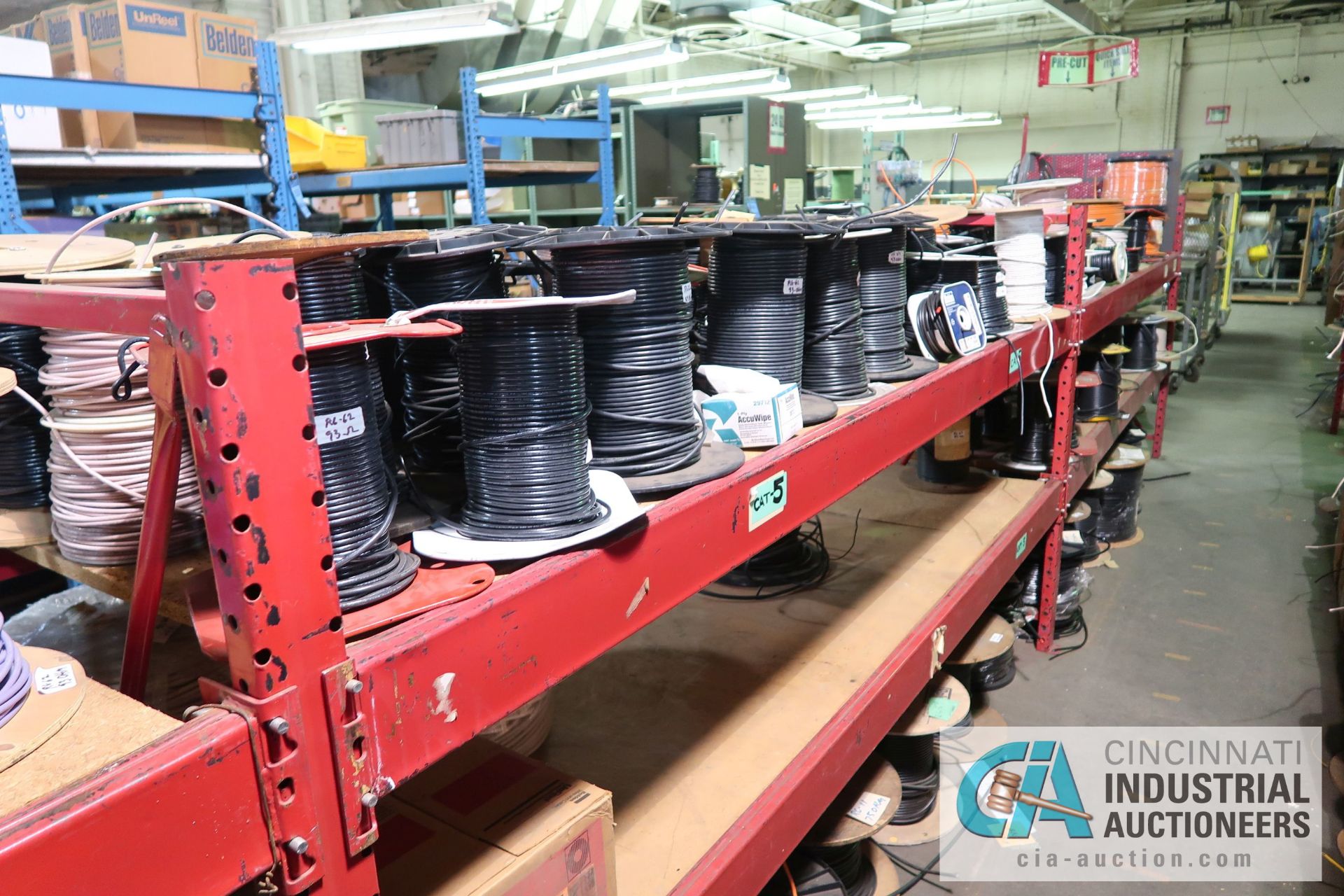 (LOT) LARGE QUANTITY OF COAX CABLE ON (3) SECTIONS RED RACK - APPROX. (130) SPOOLS - SOLD BY THE - Image 12 of 14