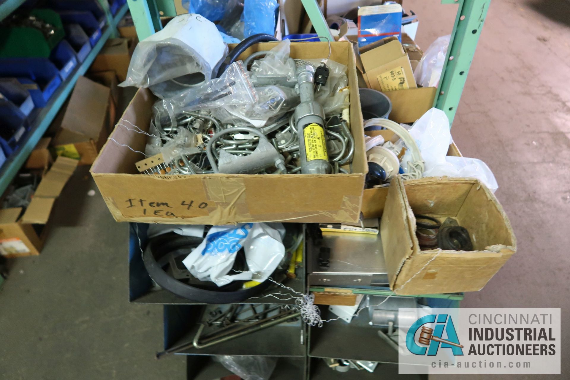 (LOT) CONTENTS OF (5) SECTIONS GREEN RACK AND STEEL TOTES - ALL ELECTRICAL CONTRACTORS ITEMS - - Image 4 of 47