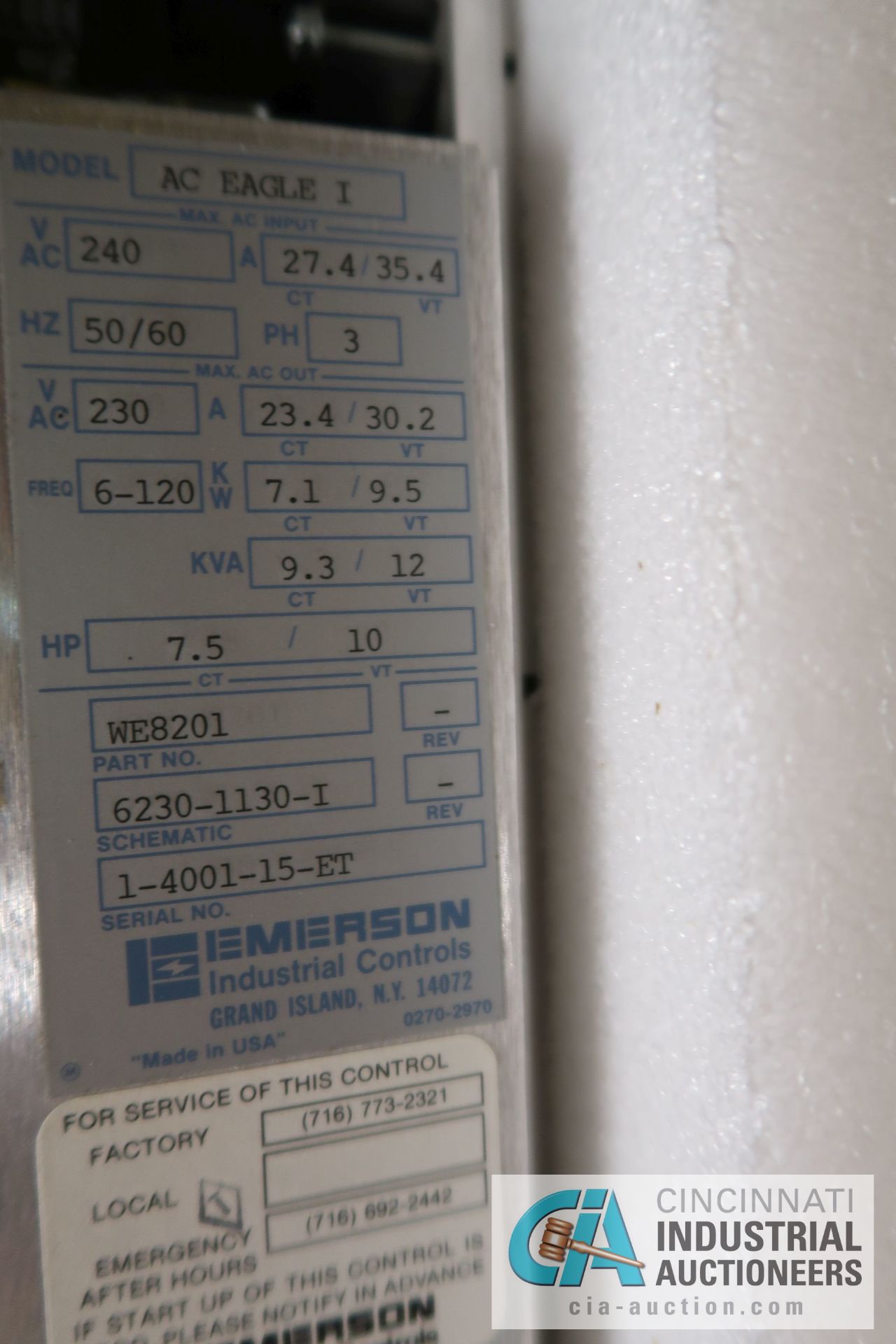 AC EAGLE / EMERSON MODEL WE8201 ADJUSTABLE FREQUENCY MICROCOMPUTER BASED DIGITAL AC DRIVES - Image 5 of 5