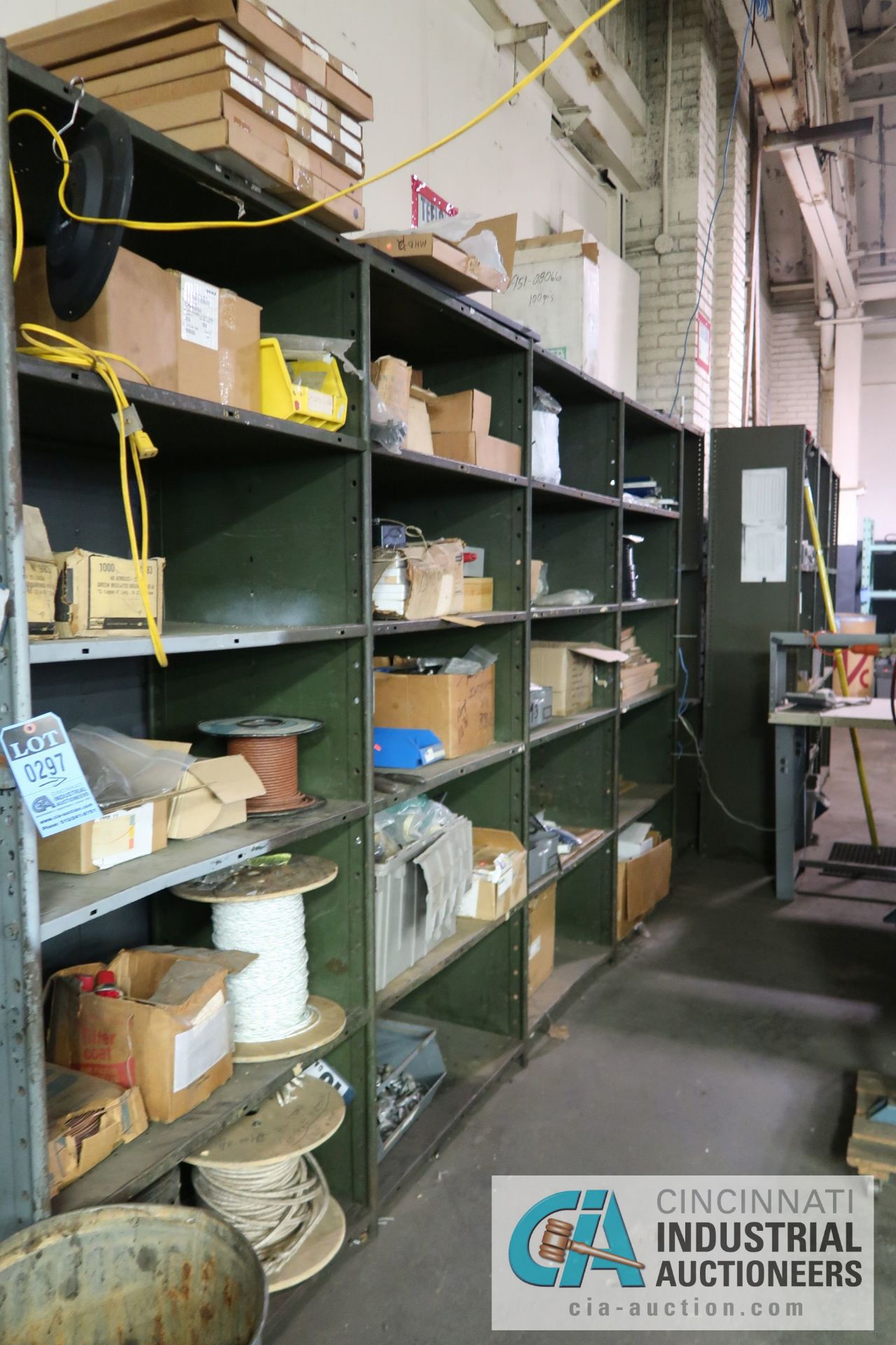 (LOT) ASSORTED WIRE AND OTHER ELECTRICAL - IN (8) SECTIONS SHELVING