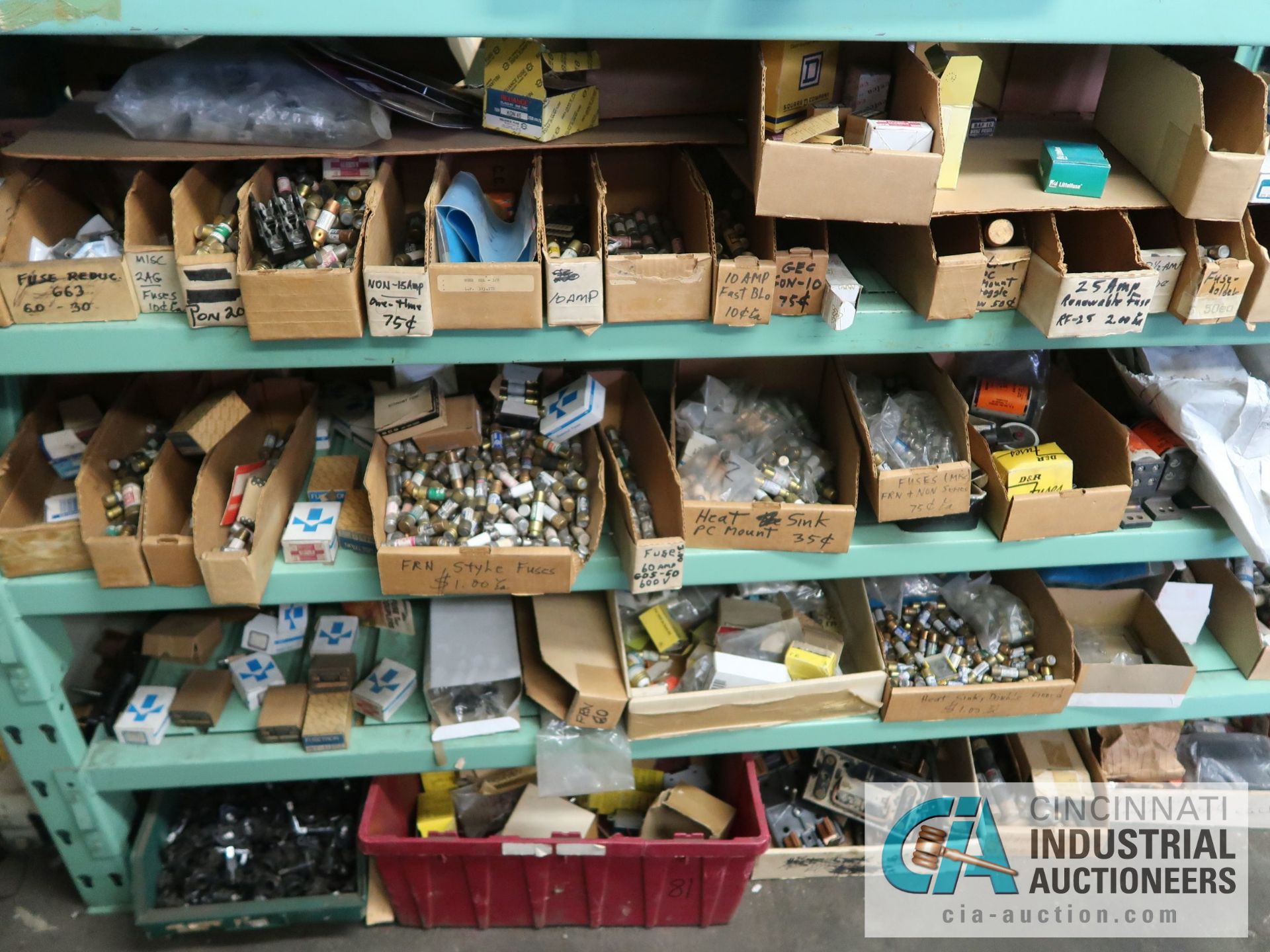 CONTENTS OF (4) RACKS INCLUDING MISCELLANEOUS FUSES, FUSE HOLDERS, HEAT SINKS **NO RACKS** - Image 12 of 24