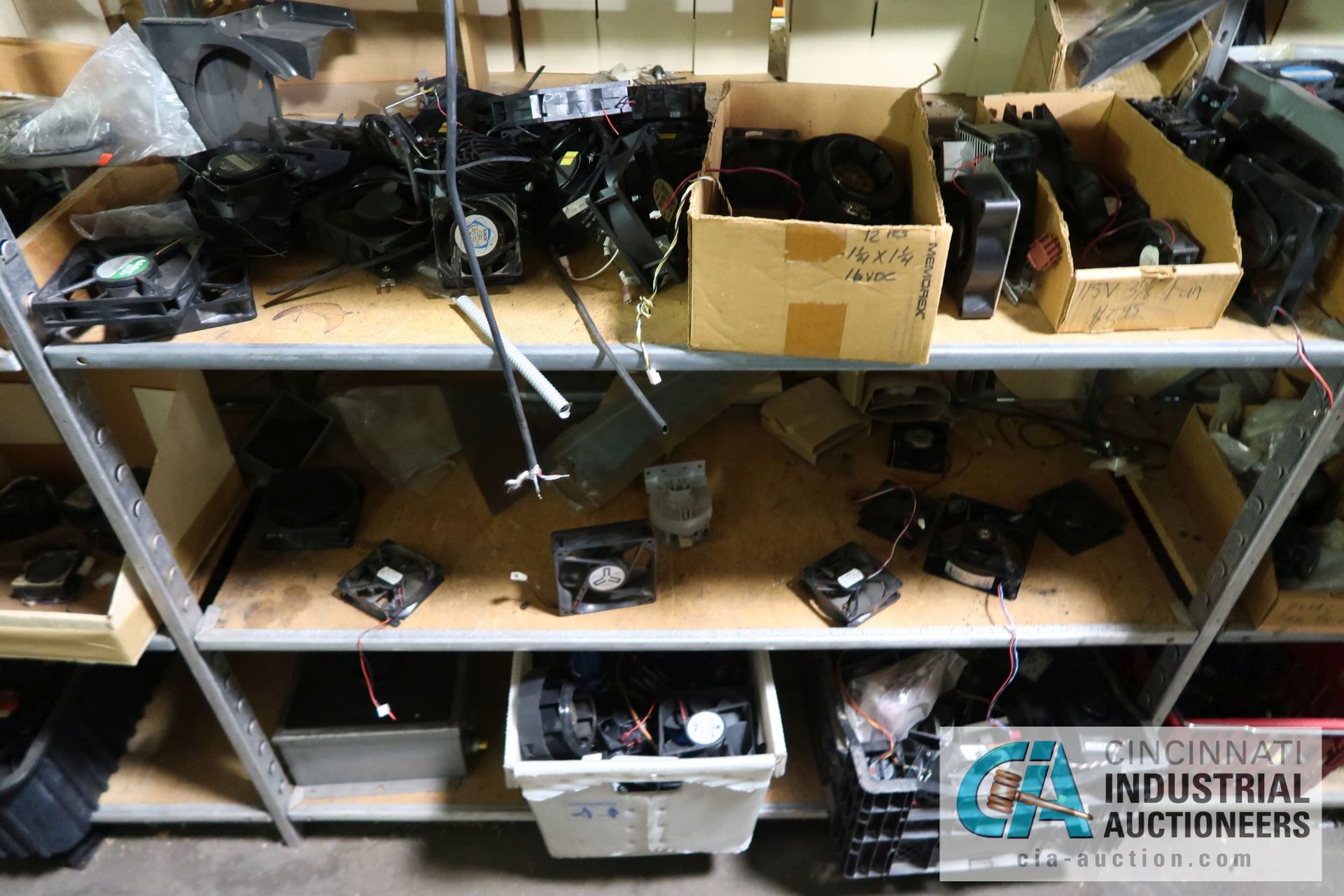 (LOT) LARGE QUANTITY OF COMPUTER FANS OF ALL SIZES ON (7) SECTIONS SHELVING - Image 13 of 26