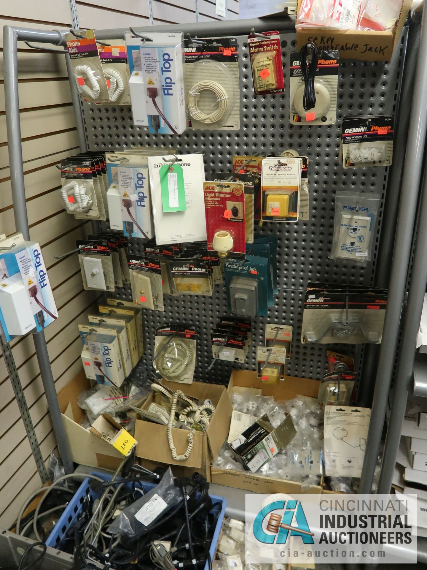 CONTENTS OF (11) DISPLAY RACKS INCLUDING CABLE TIES, STEEL CLAMPS, BATTERIES, HORN SPEAKERS, TV WALL - Image 6 of 13