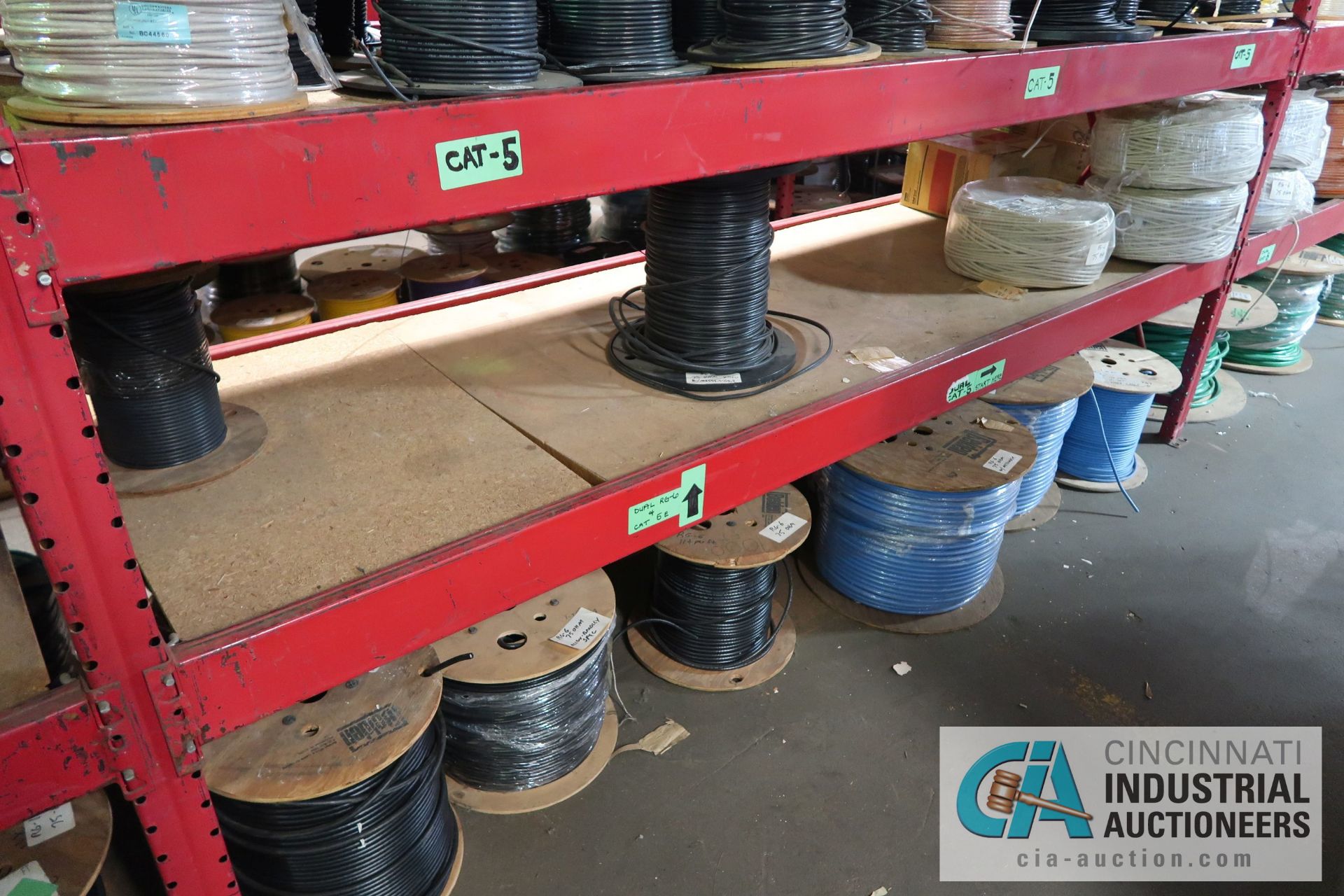(LOT) LARGE QUANTITY OF COAX CABLE ON (3) SECTIONS RED RACK - APPROX. (130) SPOOLS - SOLD BY THE - Image 7 of 14