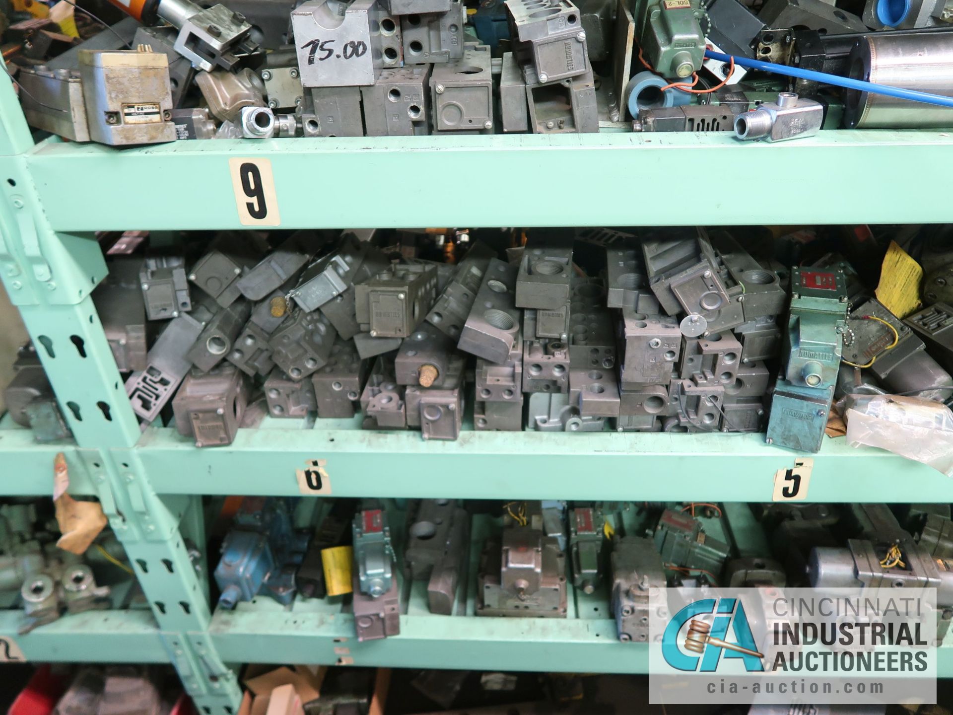 CONTENTS OF (6) RACKS INCLUDING MISCELLANEOUS PNEUMATIC CYLINDERS AND CONTROL VALVES **NO RACKS** - Image 34 of 39