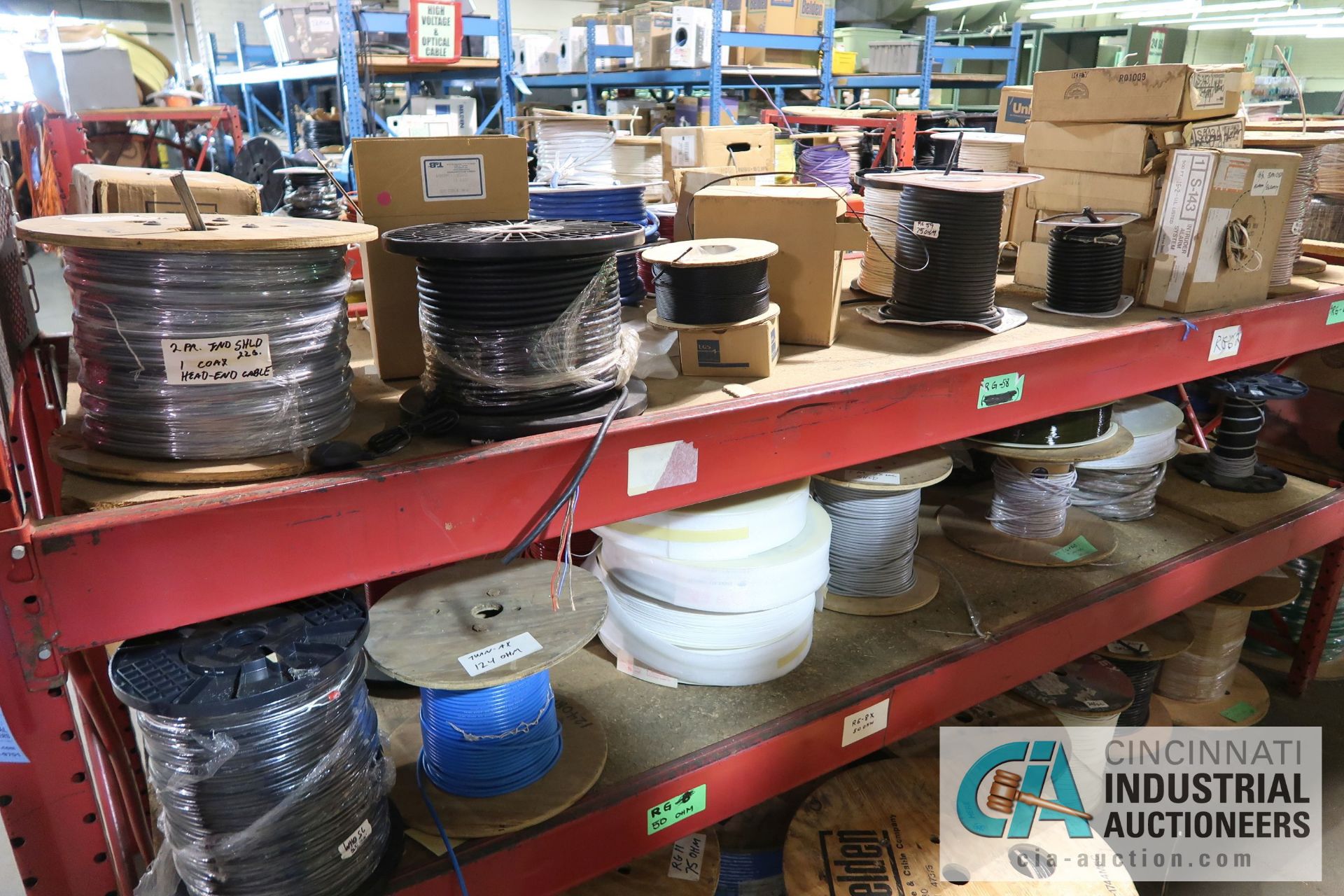 (LOT) LARGE QUANTITY OF COAX CABLE ON (3) SECTIONS RED RACK - MOSTLY BY BELDEN AND UNREEL - - Image 10 of 14
