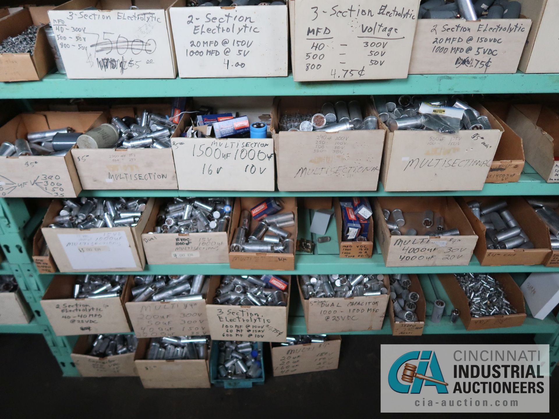 CONTENTS OF (5) RACKS INCLUDING MISCELLANEOUS CAPACITORS **NO RACKS** - Image 11 of 26