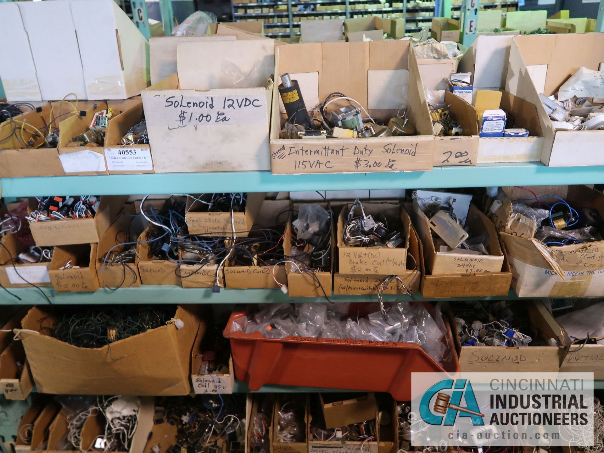 CONTENTS OF (5) RACKS INCLUDING MISCELLANEOUS BULBS, RELAYS, RELAY SOCKETS, SOLENOIDS, LAMP SOCKETS, - Image 11 of 26