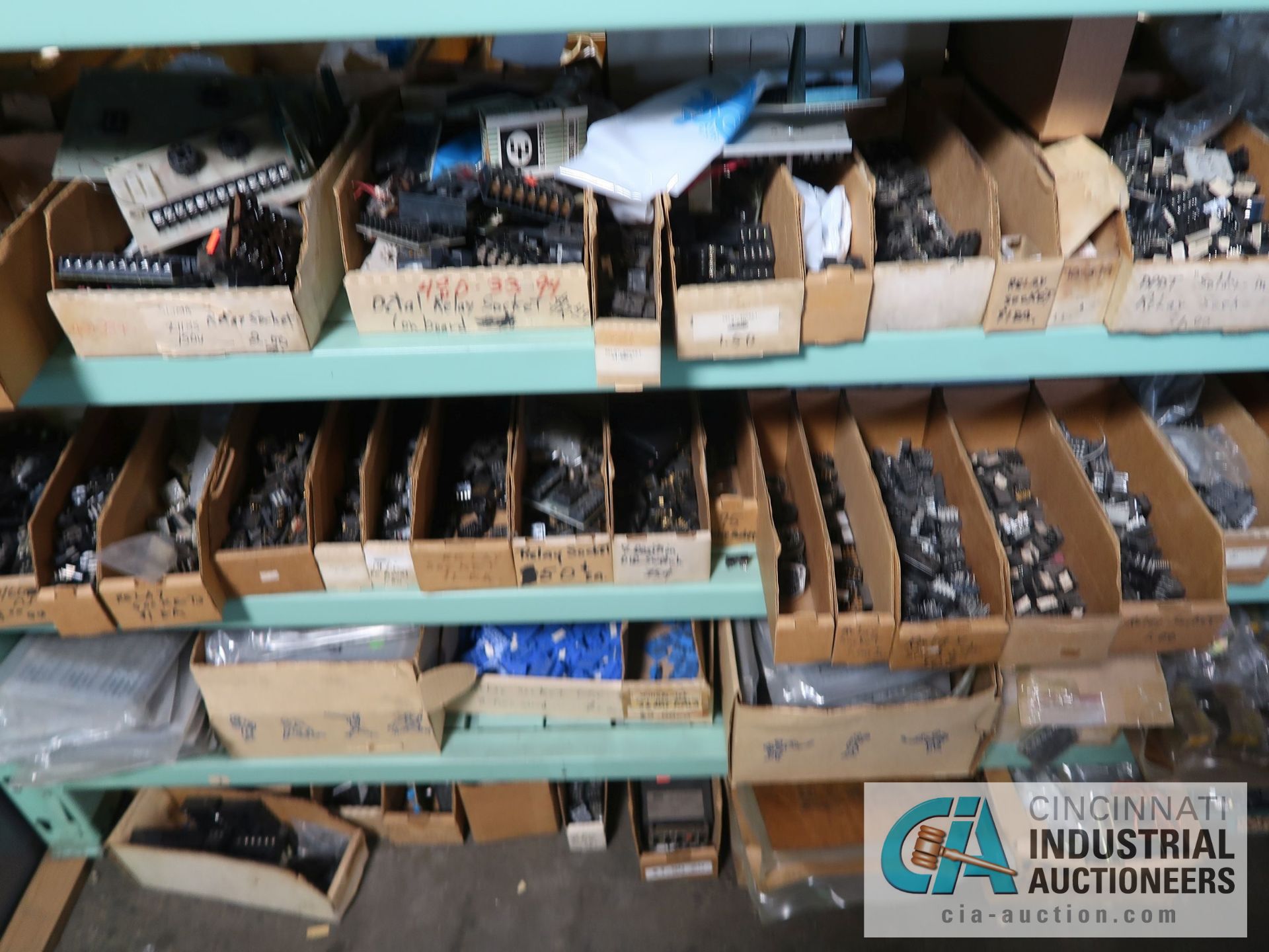 CONTENTS OF (5) RACKS INCLUDING MISCELLANEOUS BULBS, RELAYS, RELAY SOCKETS, SOLENOIDS, LAMP SOCKETS, - Image 8 of 26