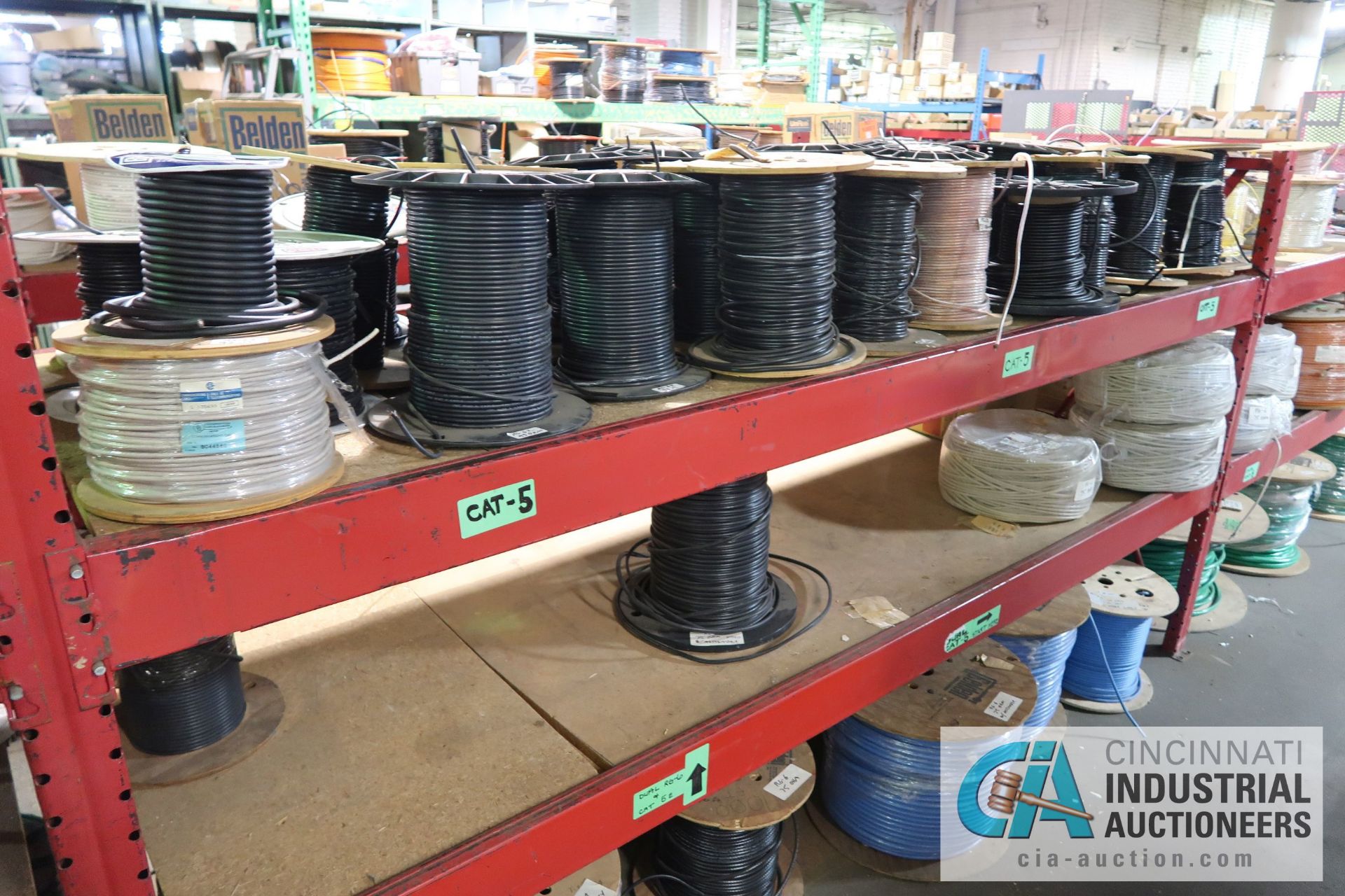(LOT) LARGE QUANTITY OF COAX CABLE ON (3) SECTIONS RED RACK - APPROX. (130) SPOOLS - SOLD BY THE - Image 8 of 14