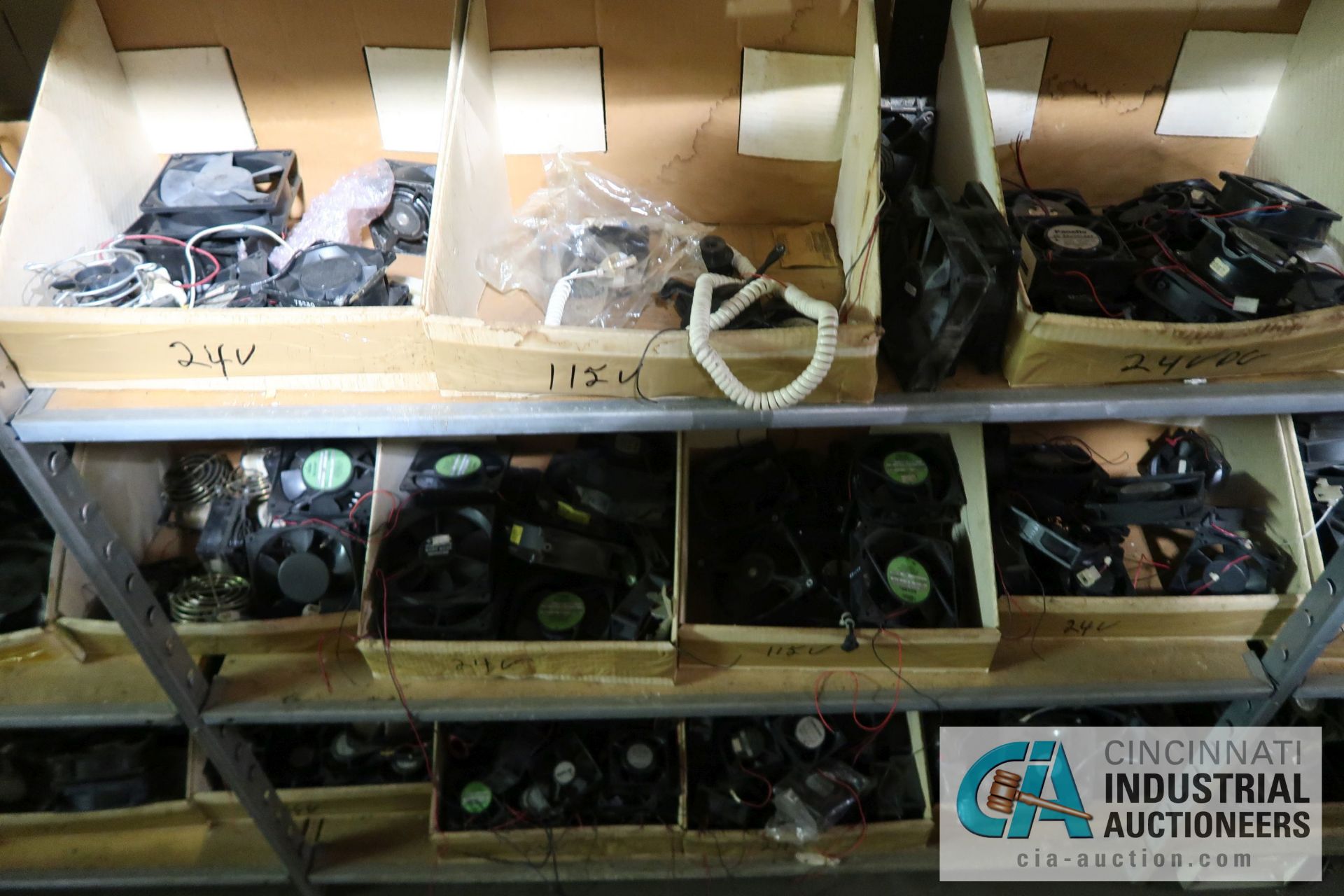(LOT) LARGE QUANTITY OF COMPUTER FANS OF ALL SIZES ON (7) SECTIONS SHELVING - Image 12 of 21