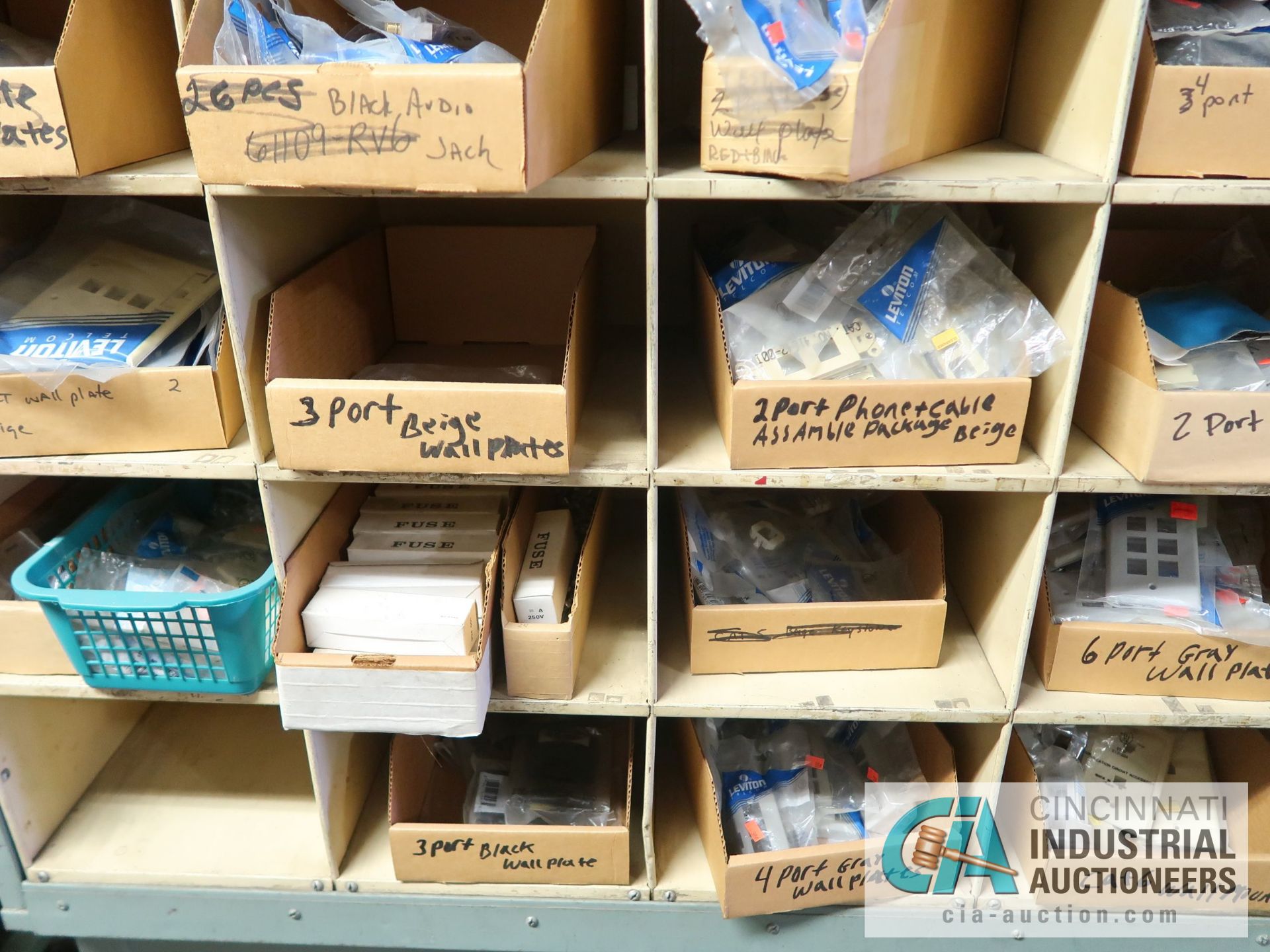 CONTENTS (8) PIGEON HOLE RACKS INCLUDING TUBES, INSULATORS, CONNECTORS, ELECTRONIC HARDWARE, - Image 49 of 51