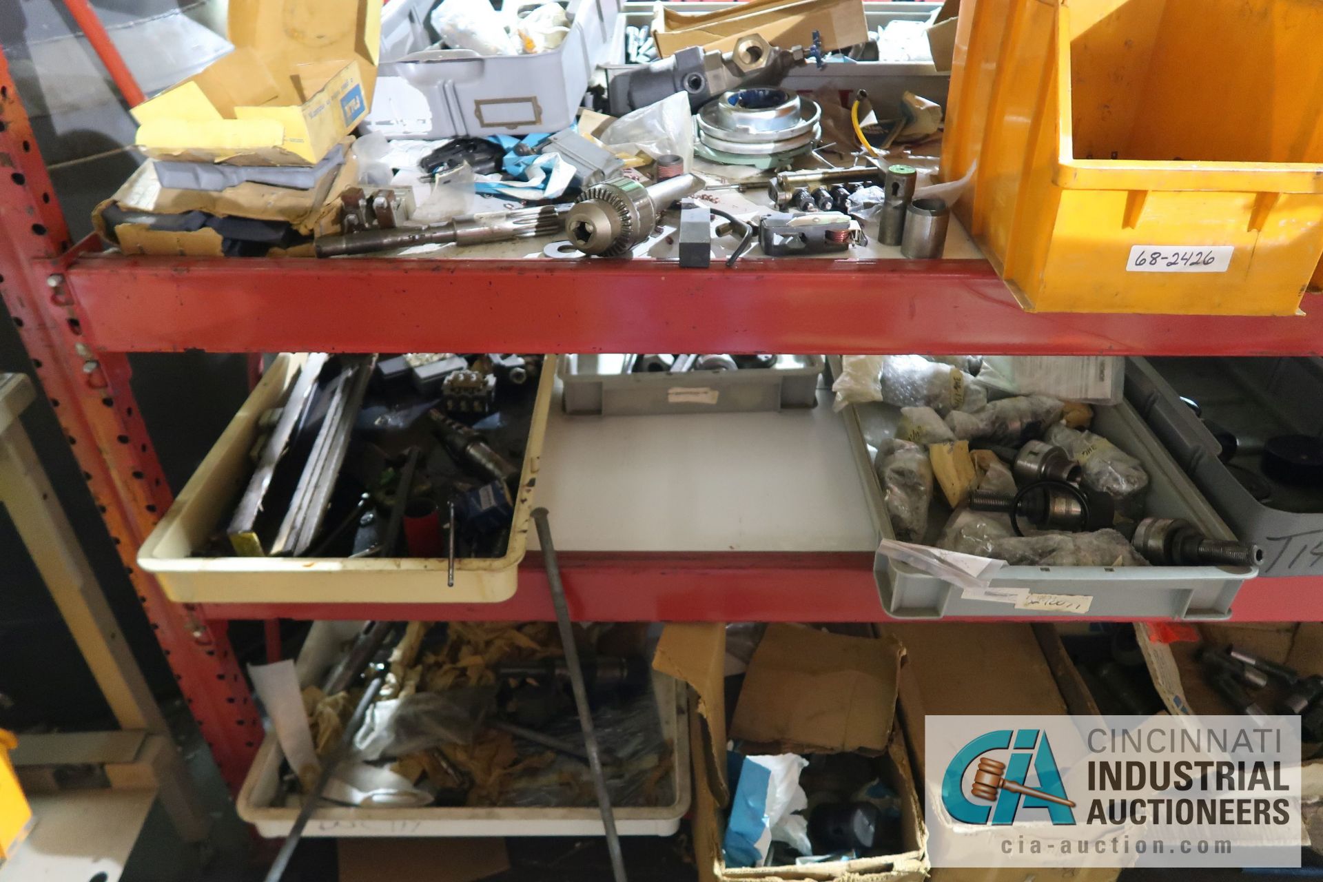 (LOT) ASSORTED MACHINE PARTS ON RED RACK - Image 9 of 11