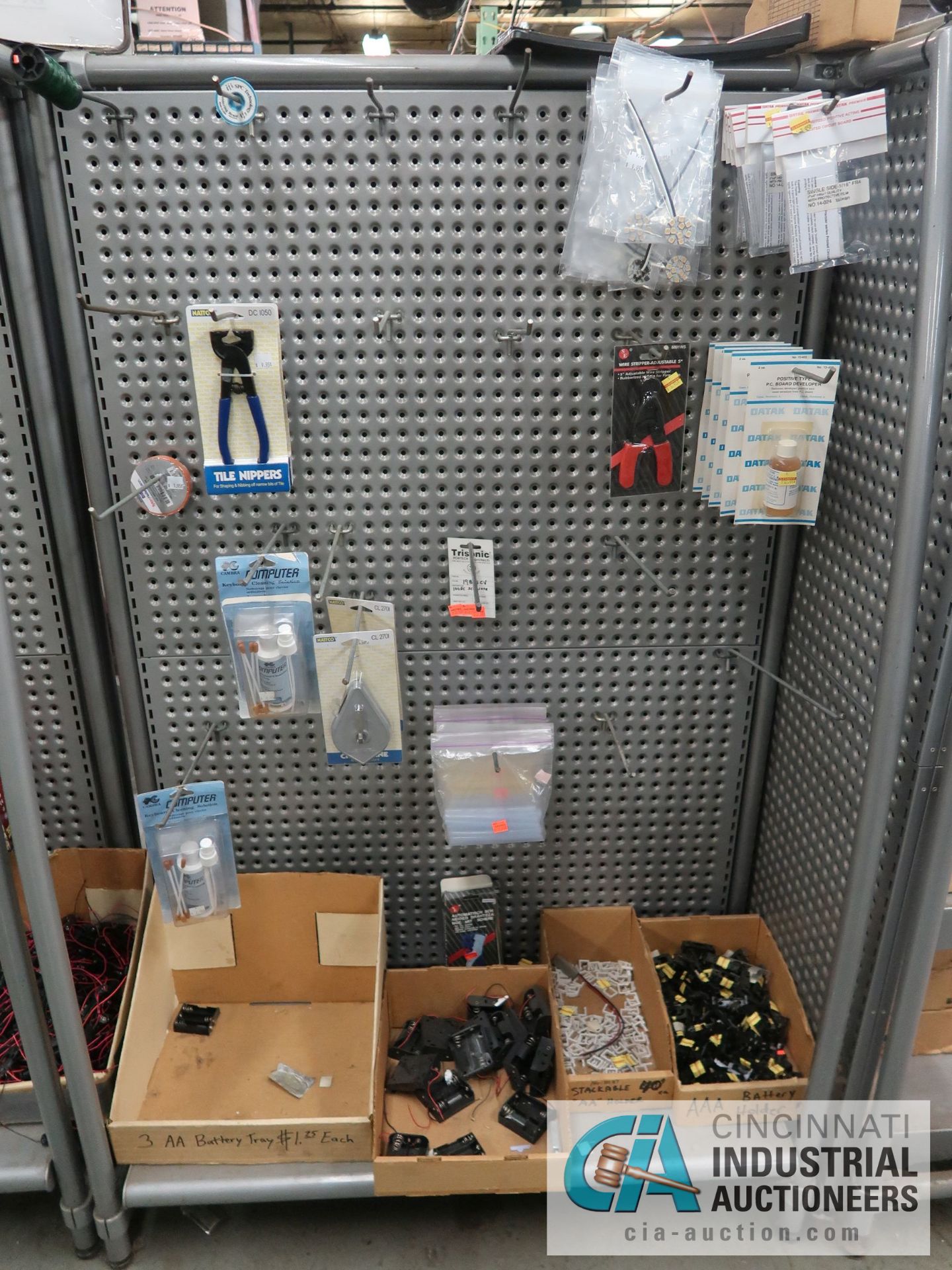 CONTENTS OF (11) DISPLAY RACKS INCLUDING CABLE TIES, STEEL CLAMPS, BATTERIES, HORN SPEAKERS, TV WALL - Image 2 of 13