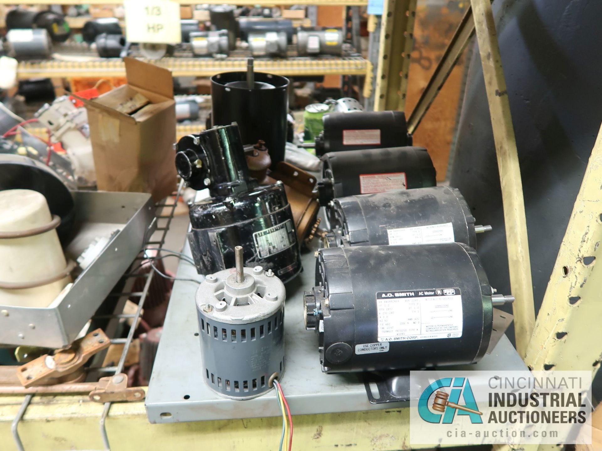 (LOT) (42) MOTORS 1/20 HP - 1 HP, (3) PUMPS, MISCELLANEOUS FILTERS **NO RACKS** - Image 8 of 10