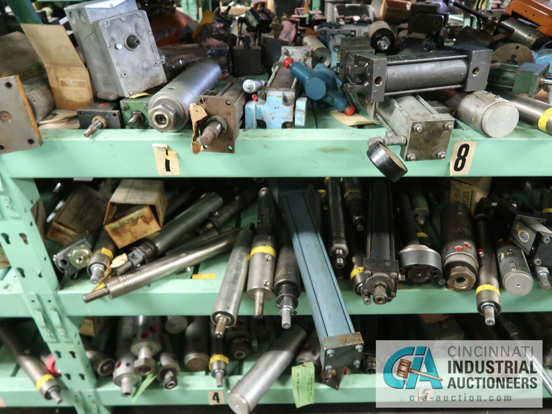 CONTENTS OF (6) RACKS INCLUDING MISCELLANEOUS PNEUMATIC CYLINDERS **NO RACKS** - Image 23 of 29