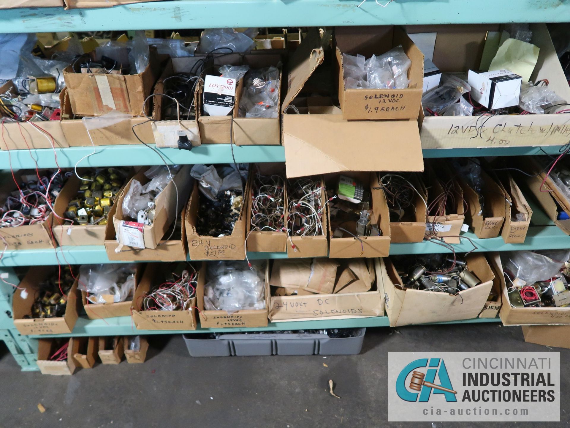 CONTENTS OF (5) RACKS INCLUDING MISCELLANEOUS BULBS, RELAYS, RELAY SOCKETS, SOLENOIDS, LAMP SOCKETS, - Image 10 of 26